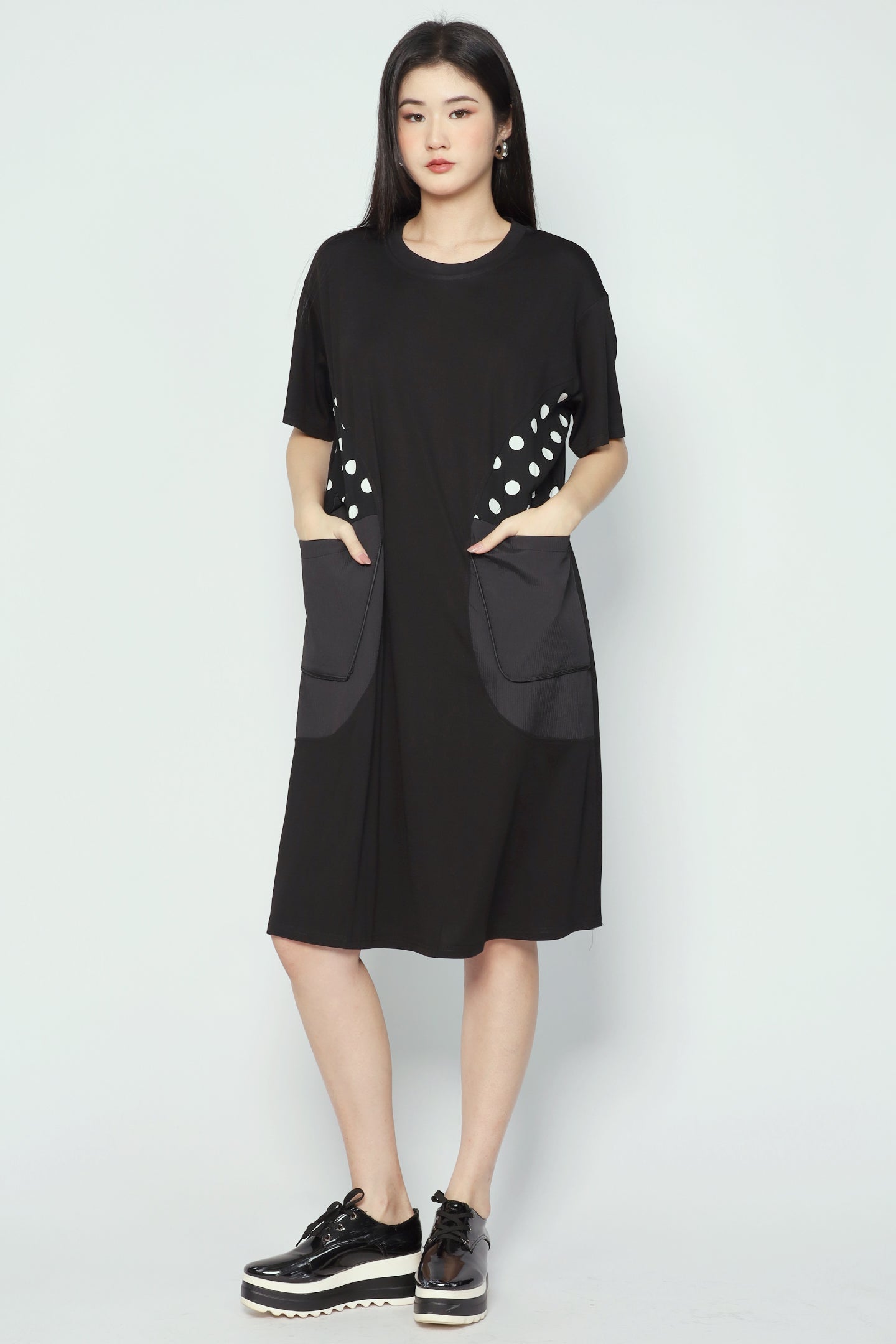 Norish Polkadot Dress in Black