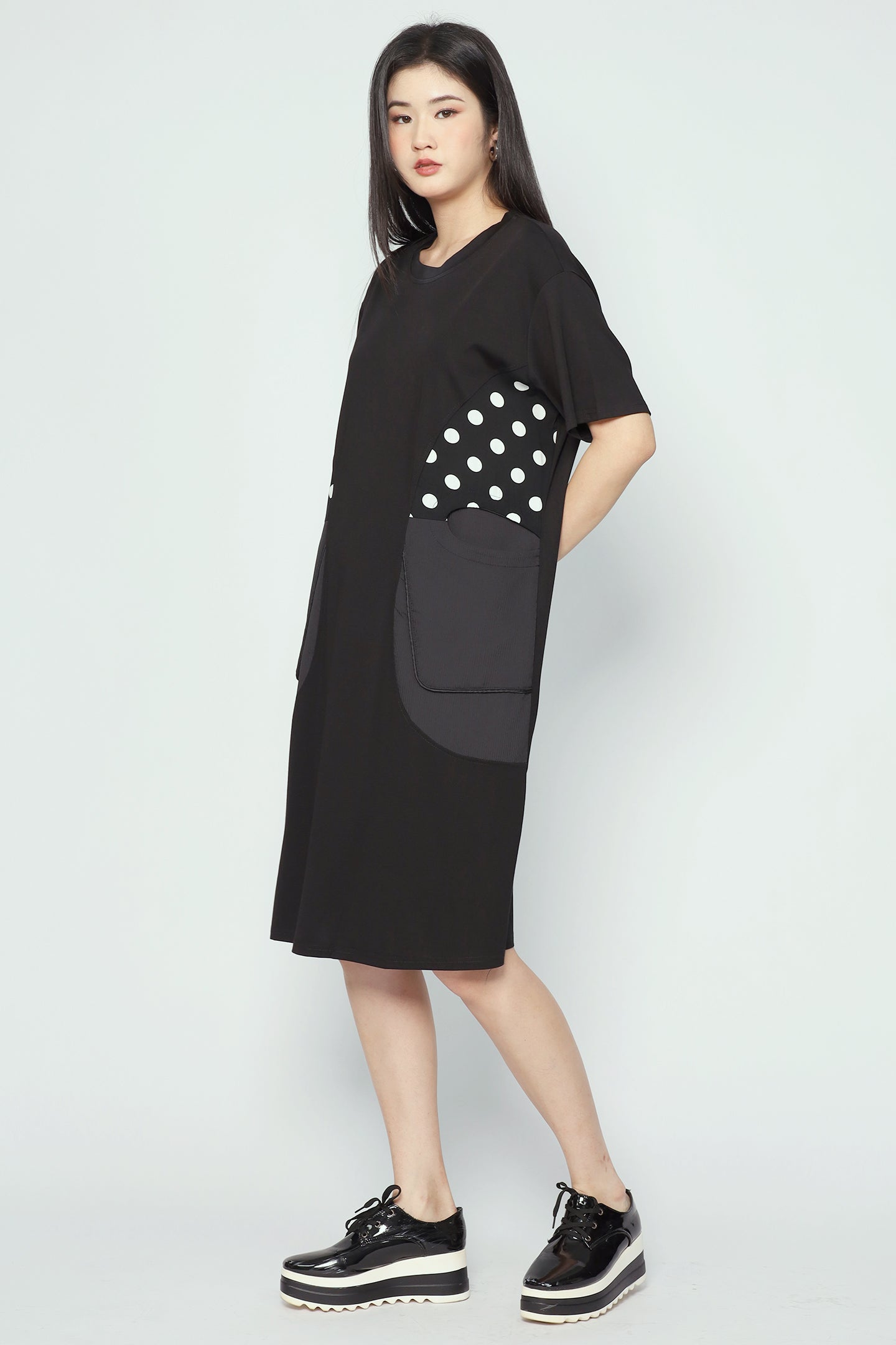 Norish Polkadot Dress in Black