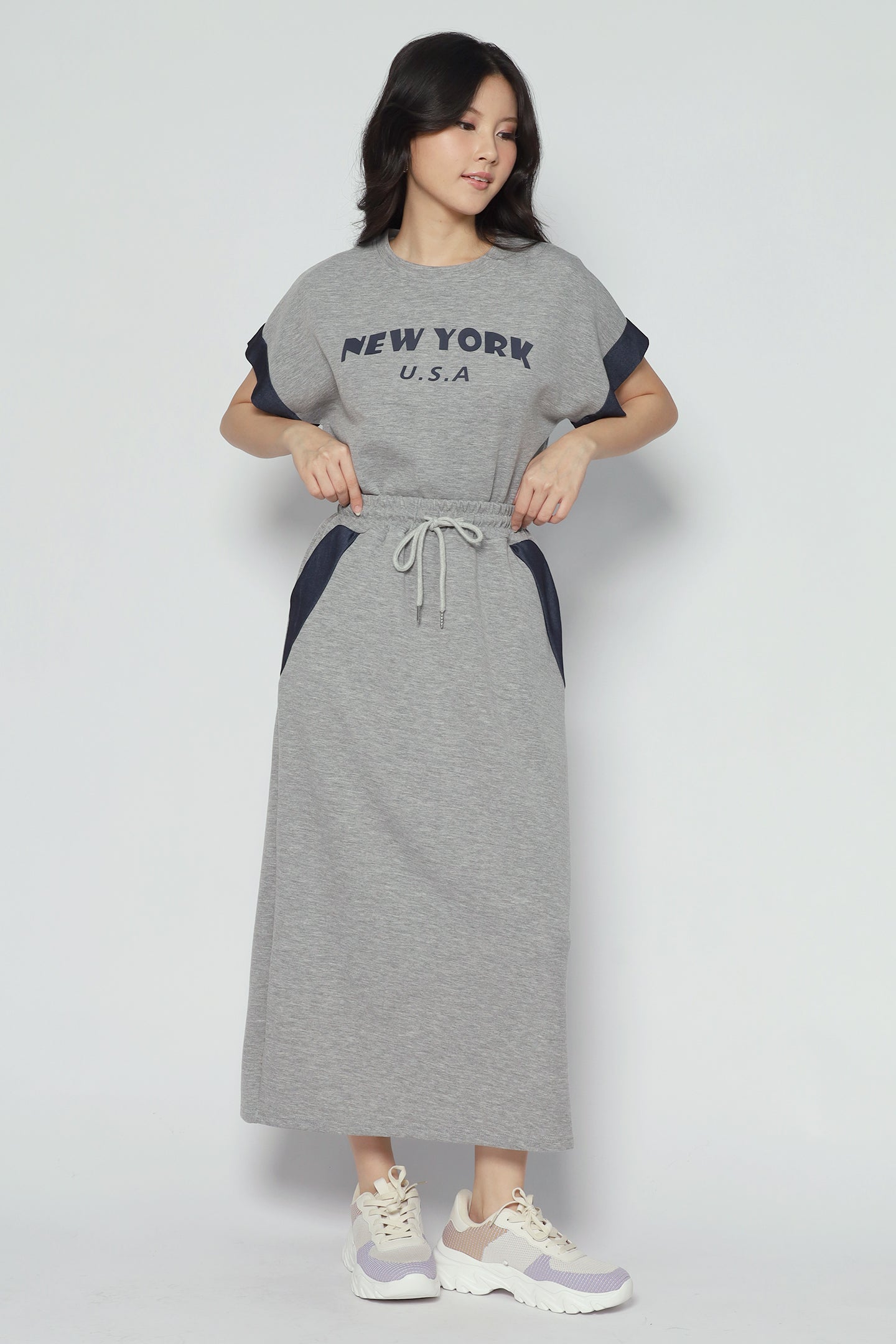 NY USA 2 in 1 Top and Skirt Set in Grey