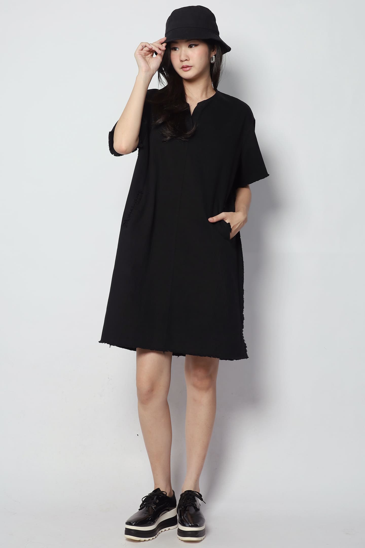 Pedro Denim Dress in Black