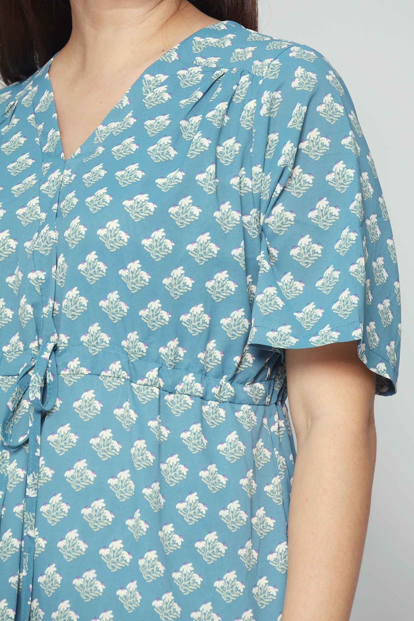 Backorders Ramie Dress in Blue Floral