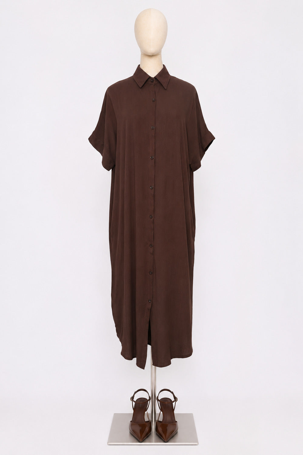 PO - Shanny Shirt Dress in Cocoa Brown