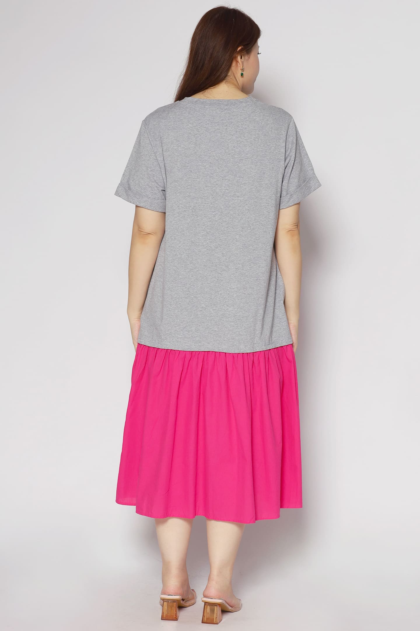 Sammie Colourblock Dress in Grey Pink