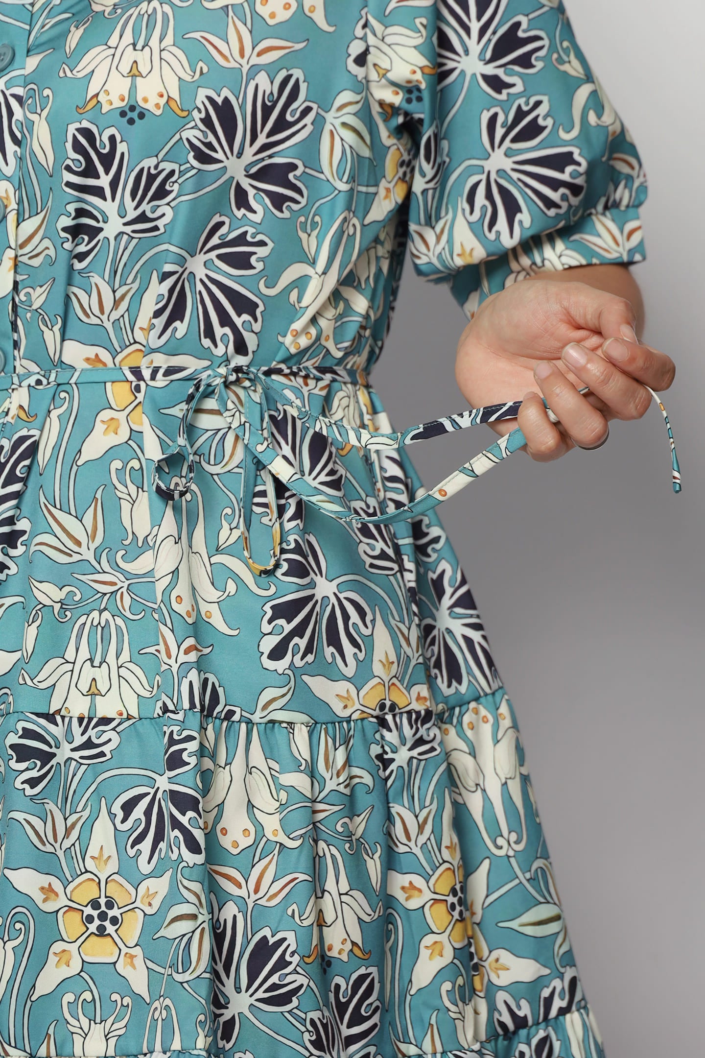 Sue Dress in Mint Foliage