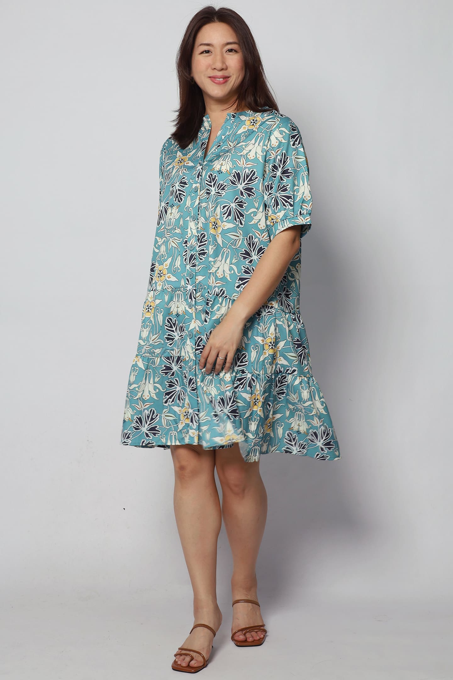 Sue Dress in Mint Foliage