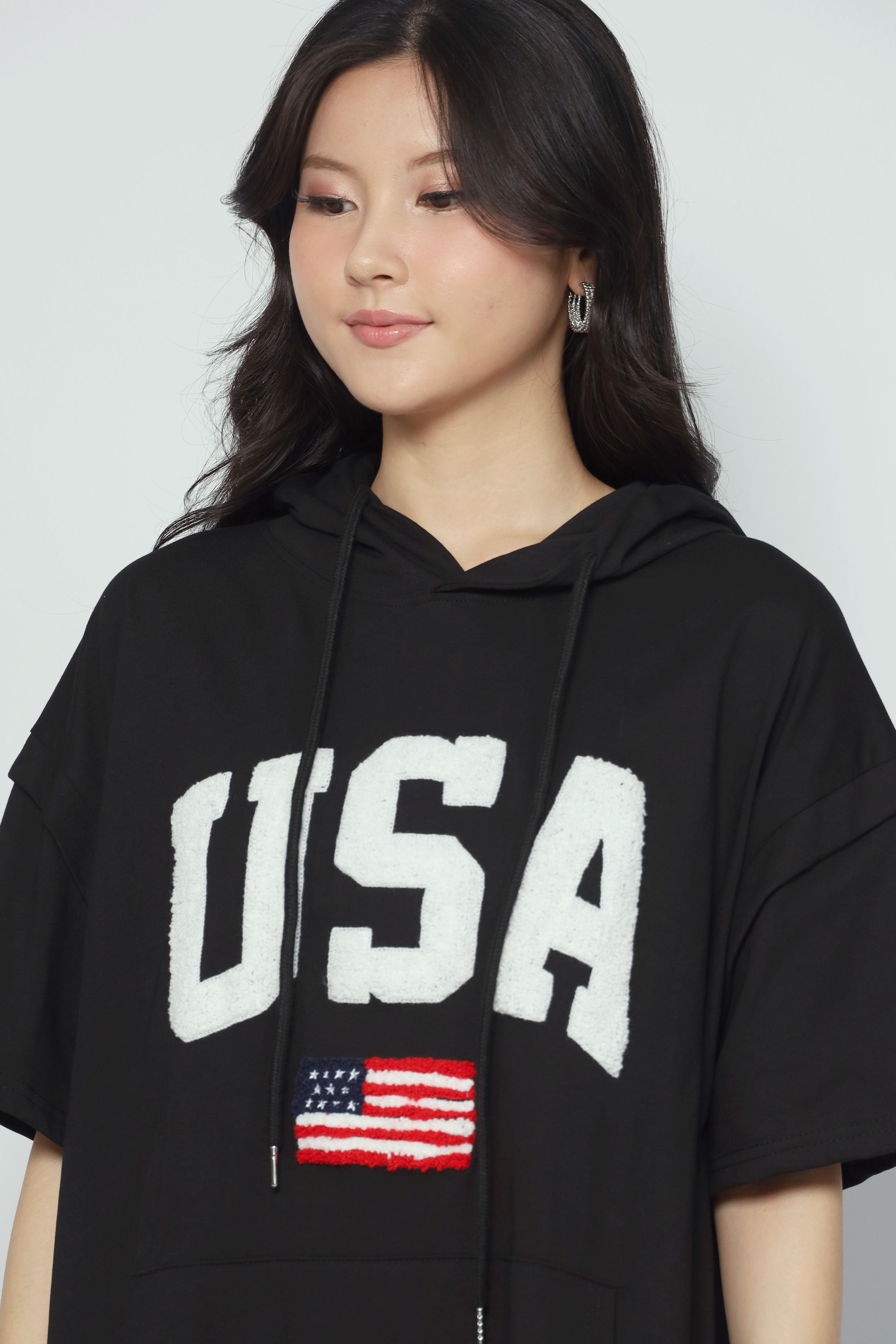 USA Hoodie Dress in Black