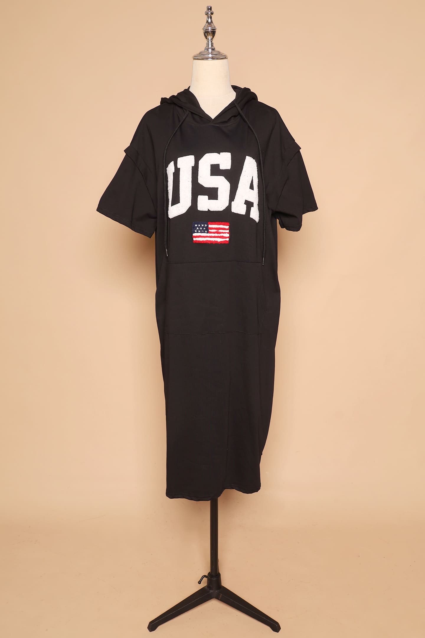 PO - USA Hoodie Dress in Black