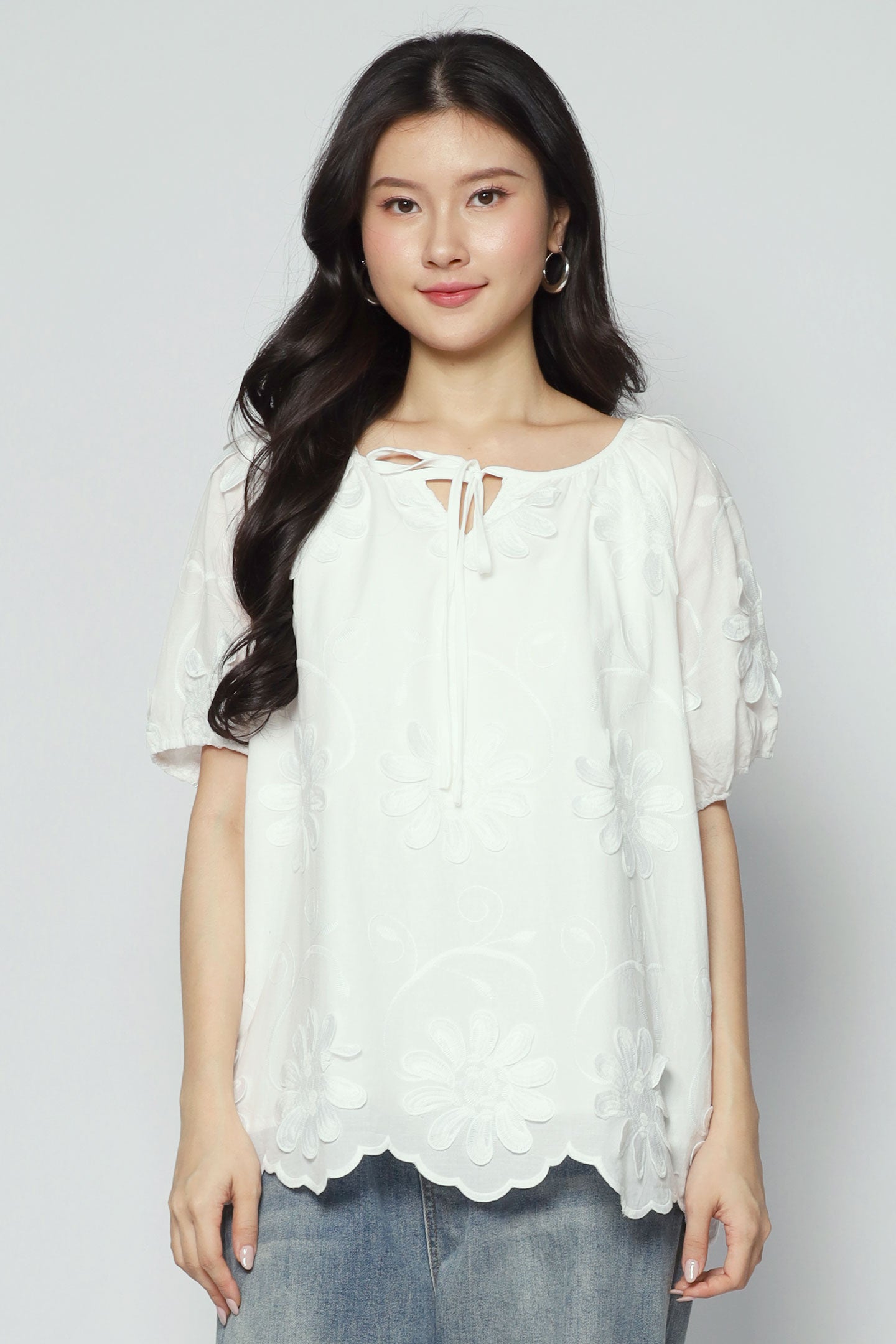 Willa Top in White Crochet