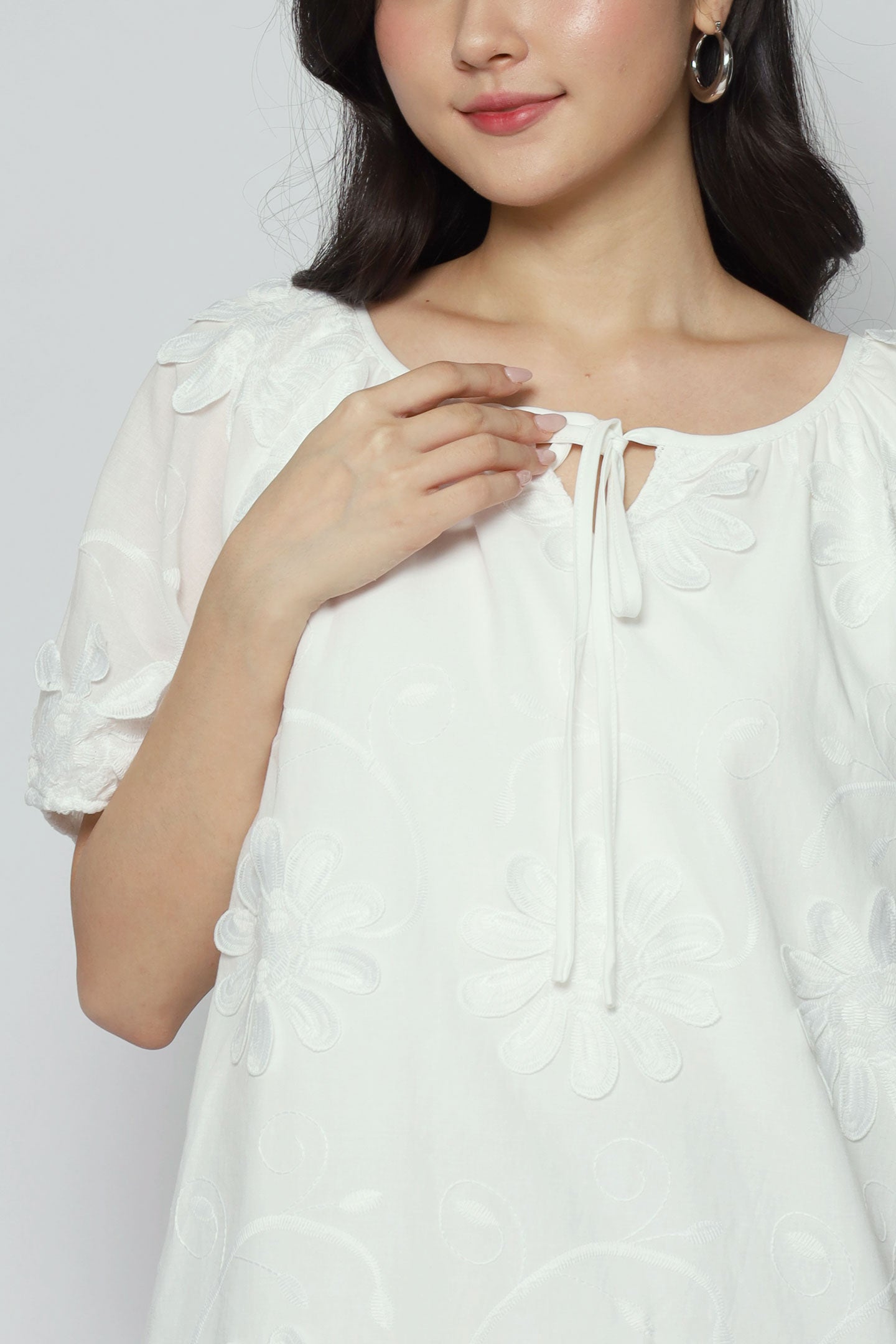 Willa Top in White Crochet