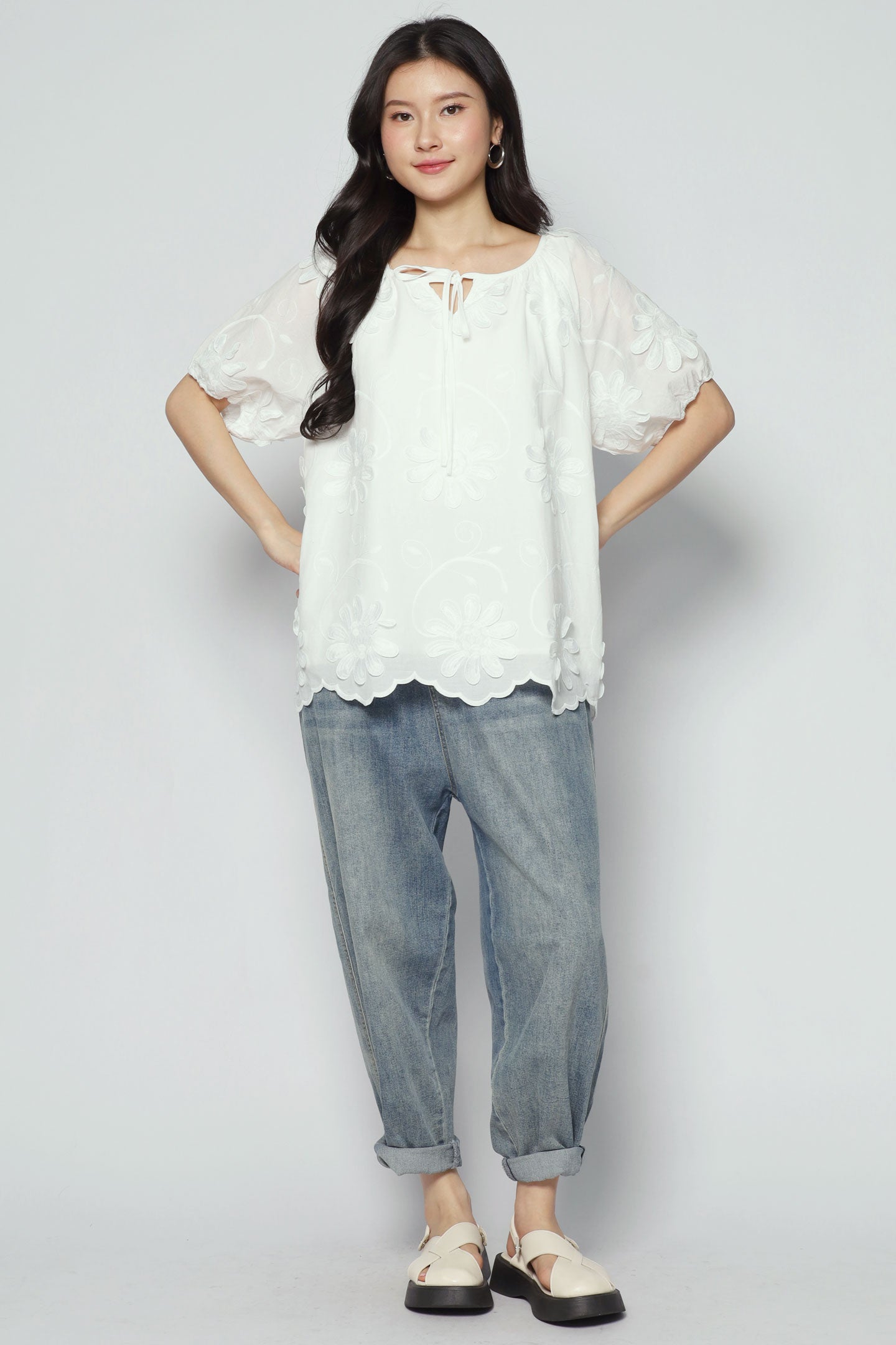 Willa Top in White Crochet