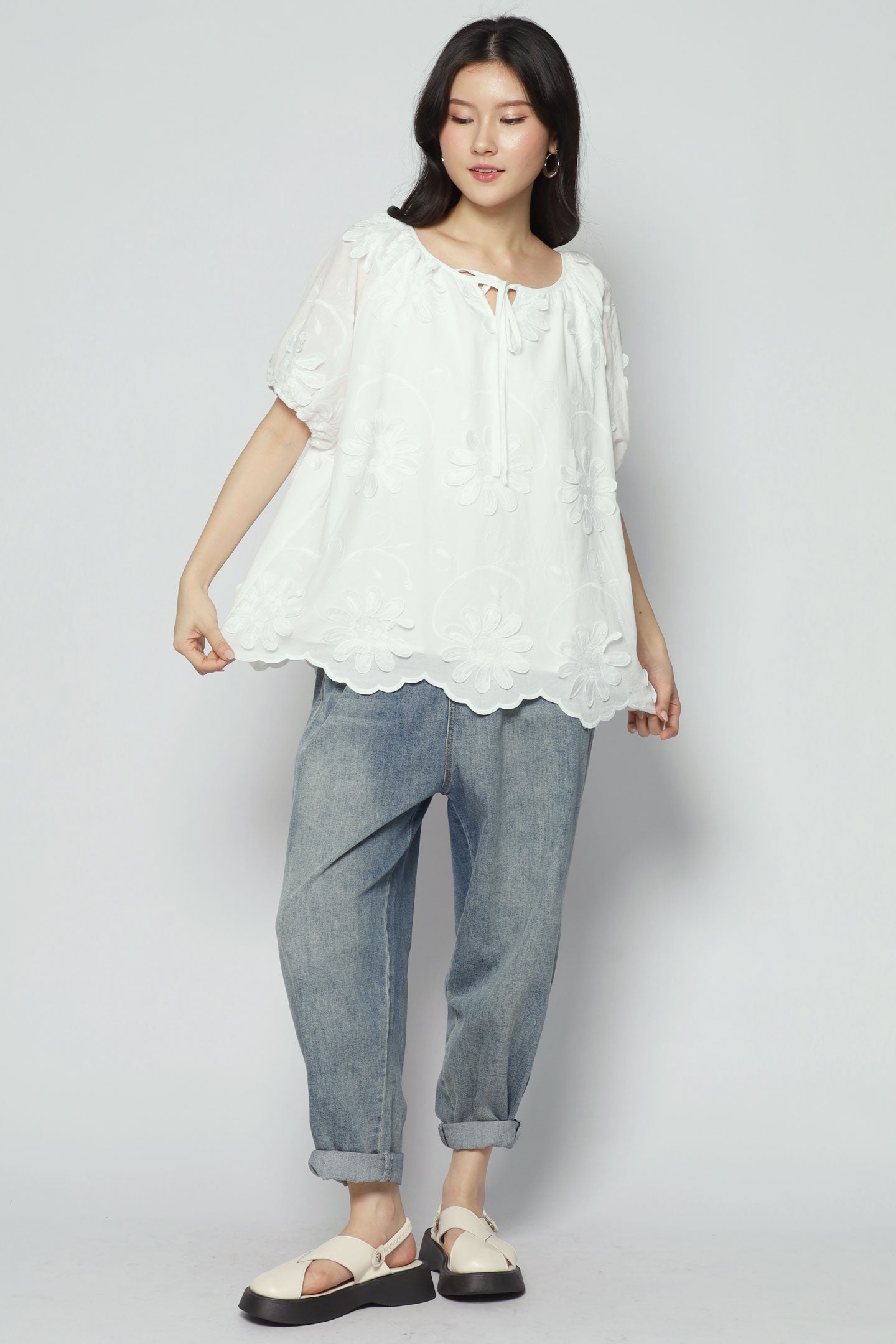 Willa Top in White Crochet
