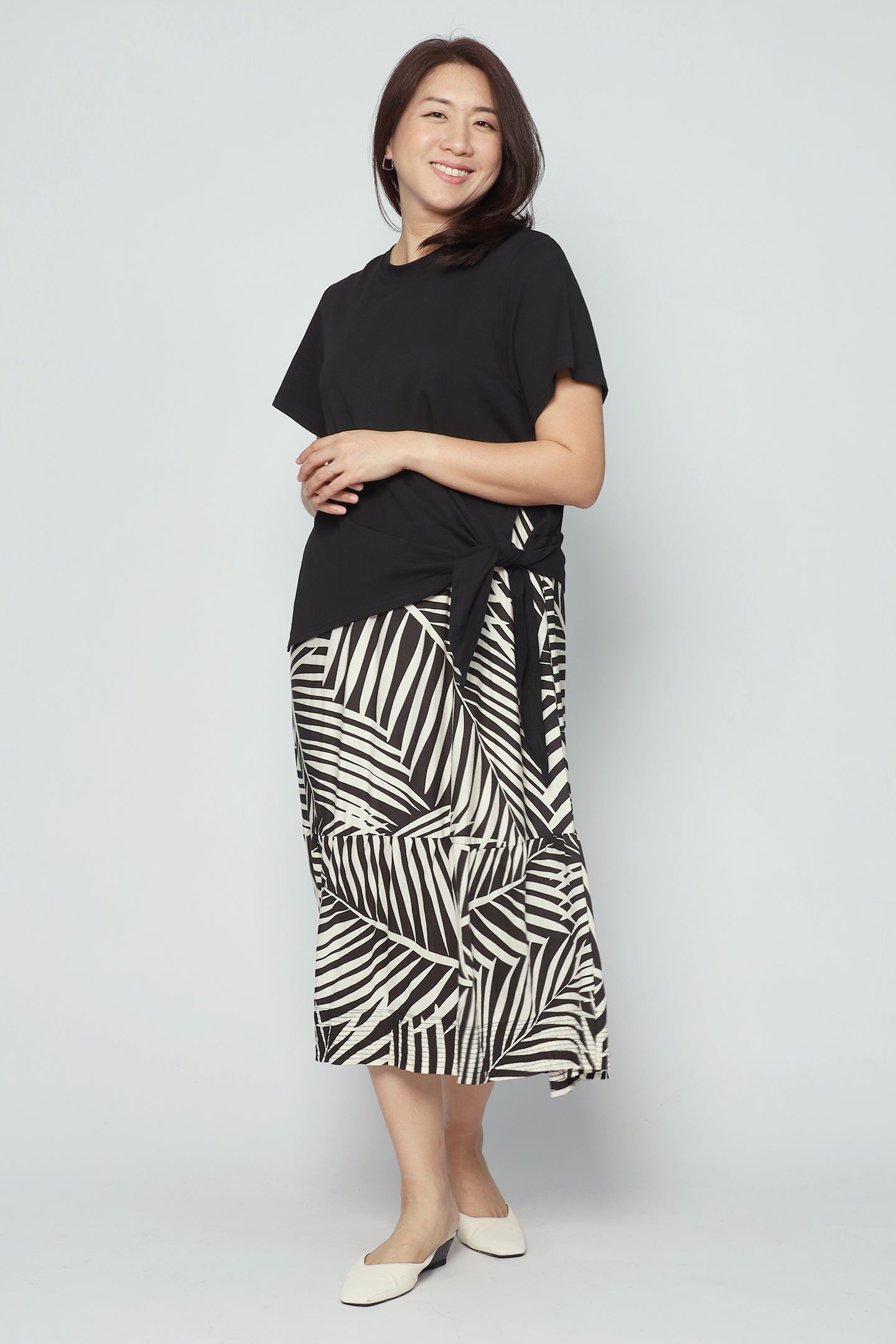 Zion Dress in Monochrome Leaf