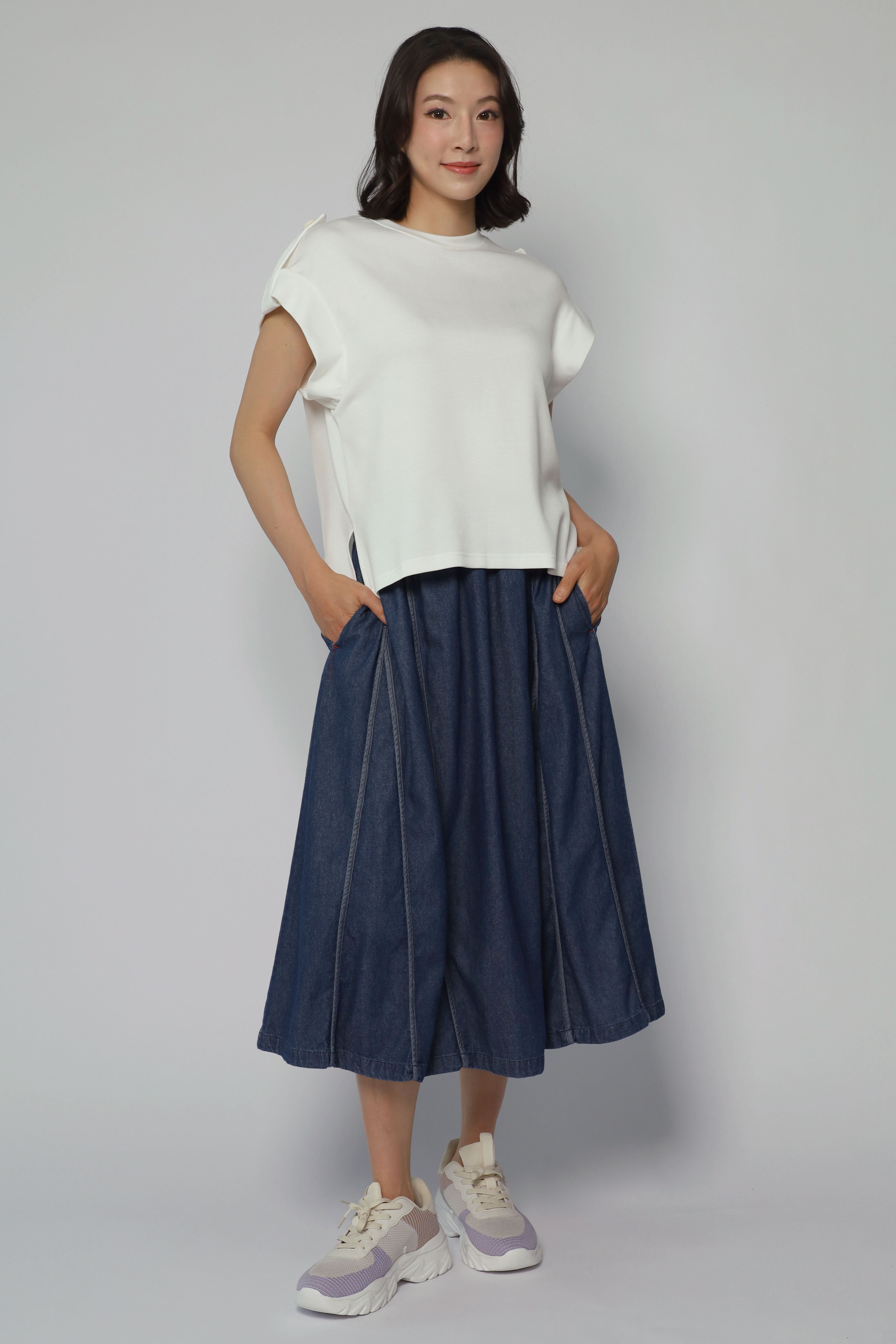 Backorders Zoanne Button Shoulder Top in White