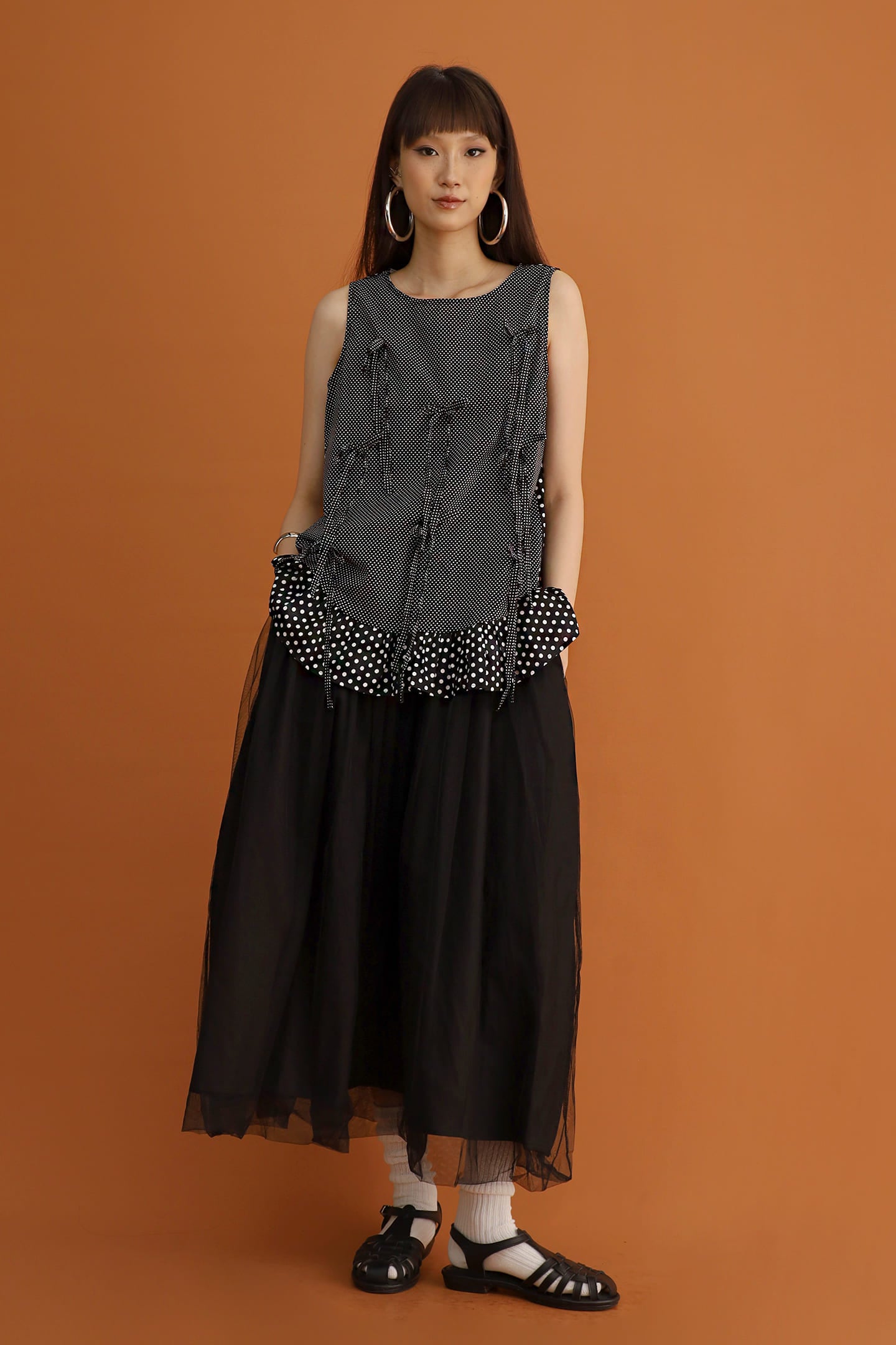 CHOSEN - Airi Polkadot Ribbon Top