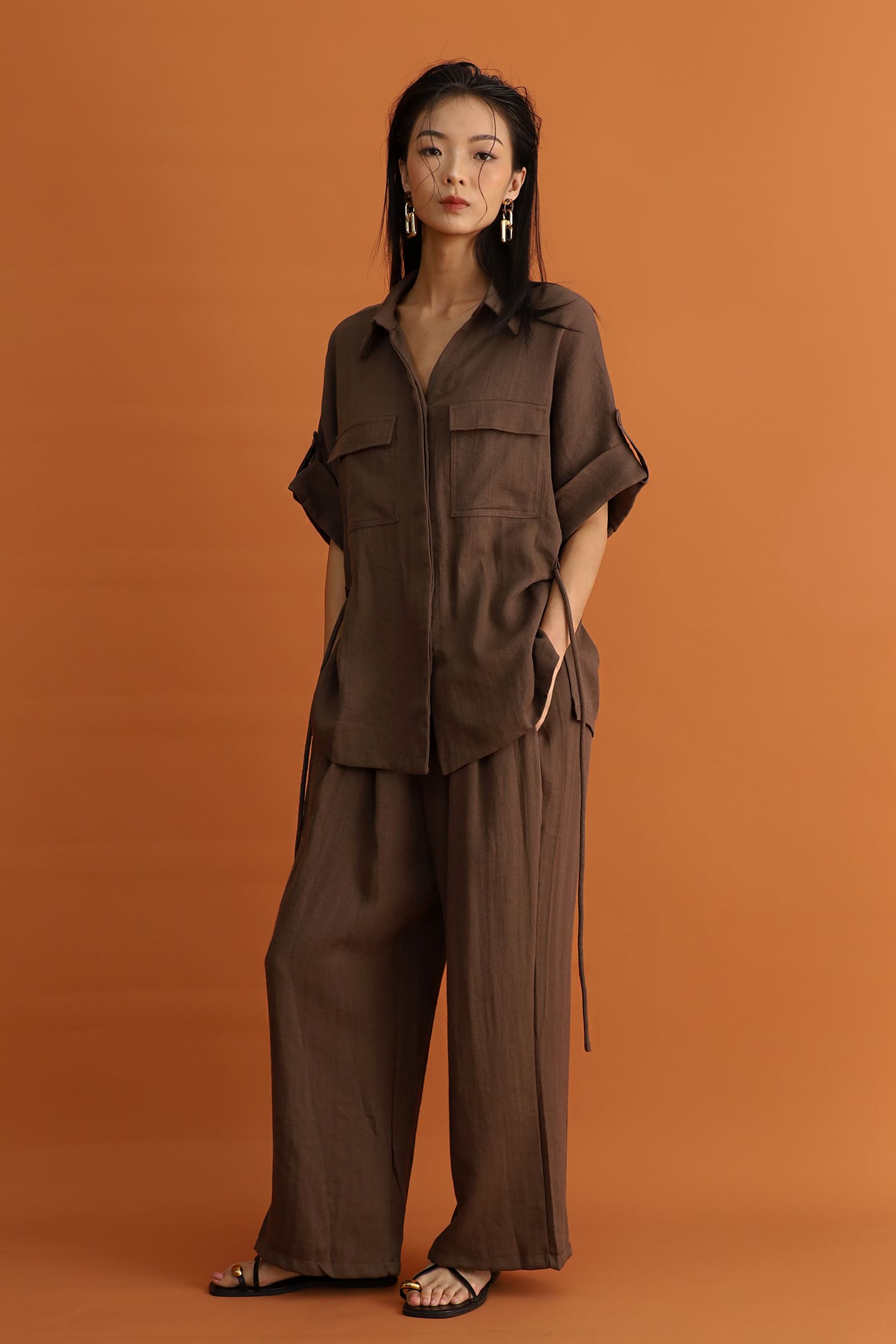 CHOSEN - Akira Pocket Shirt in Cocoa Brown