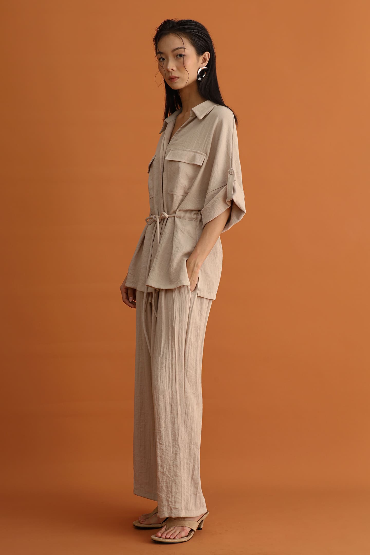 CHOSEN - Akira Pocket Shirt in Sand Beige
