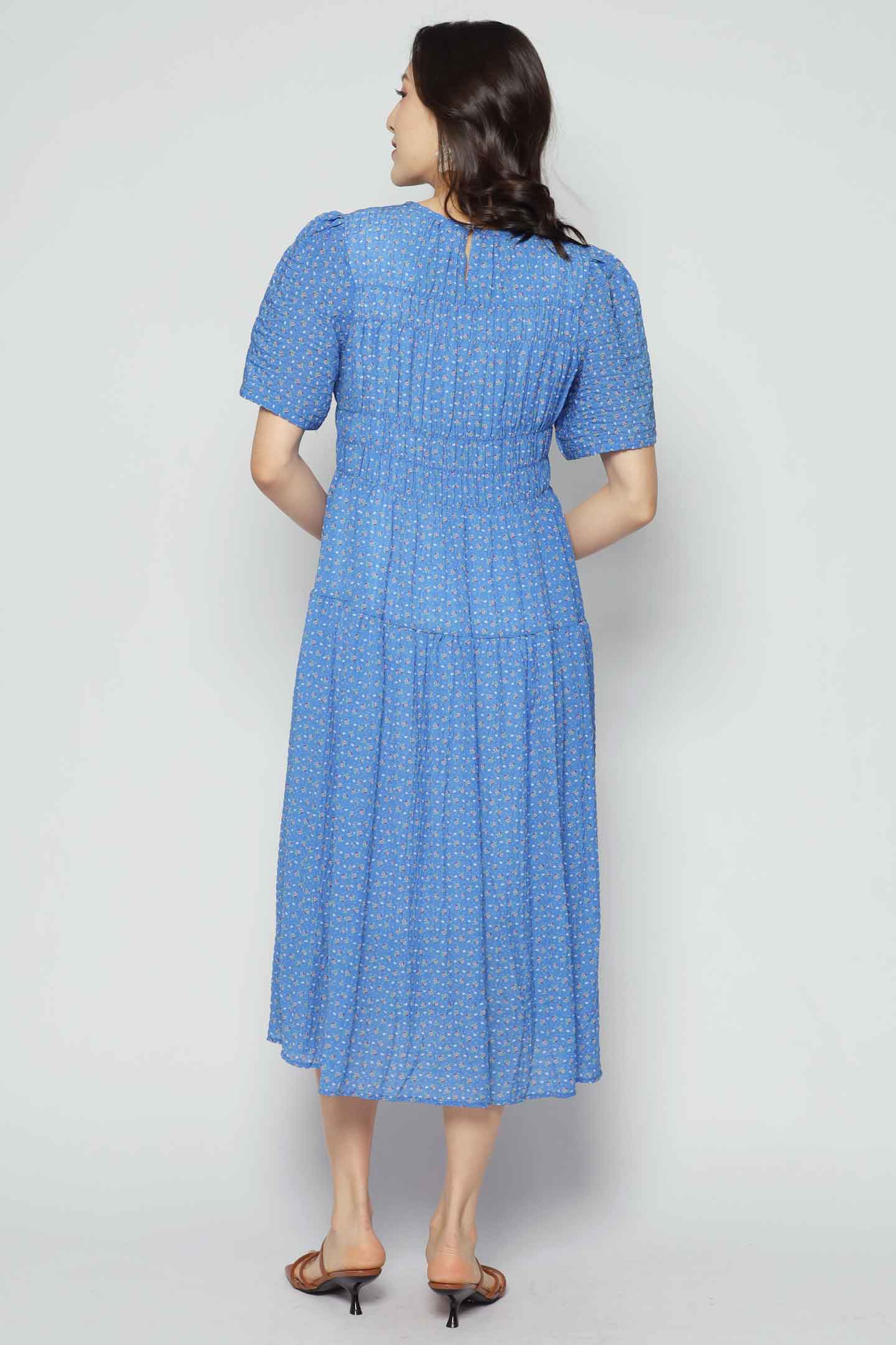 Astha Dress in Blue Ditsy