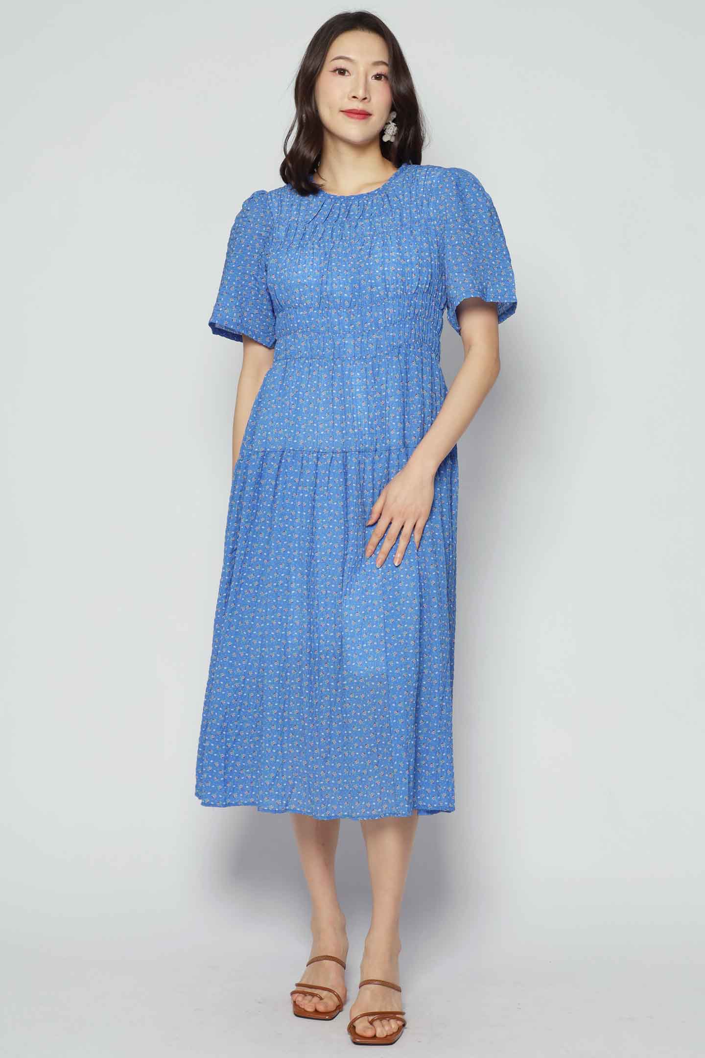 Astha Dress in Blue Ditsy