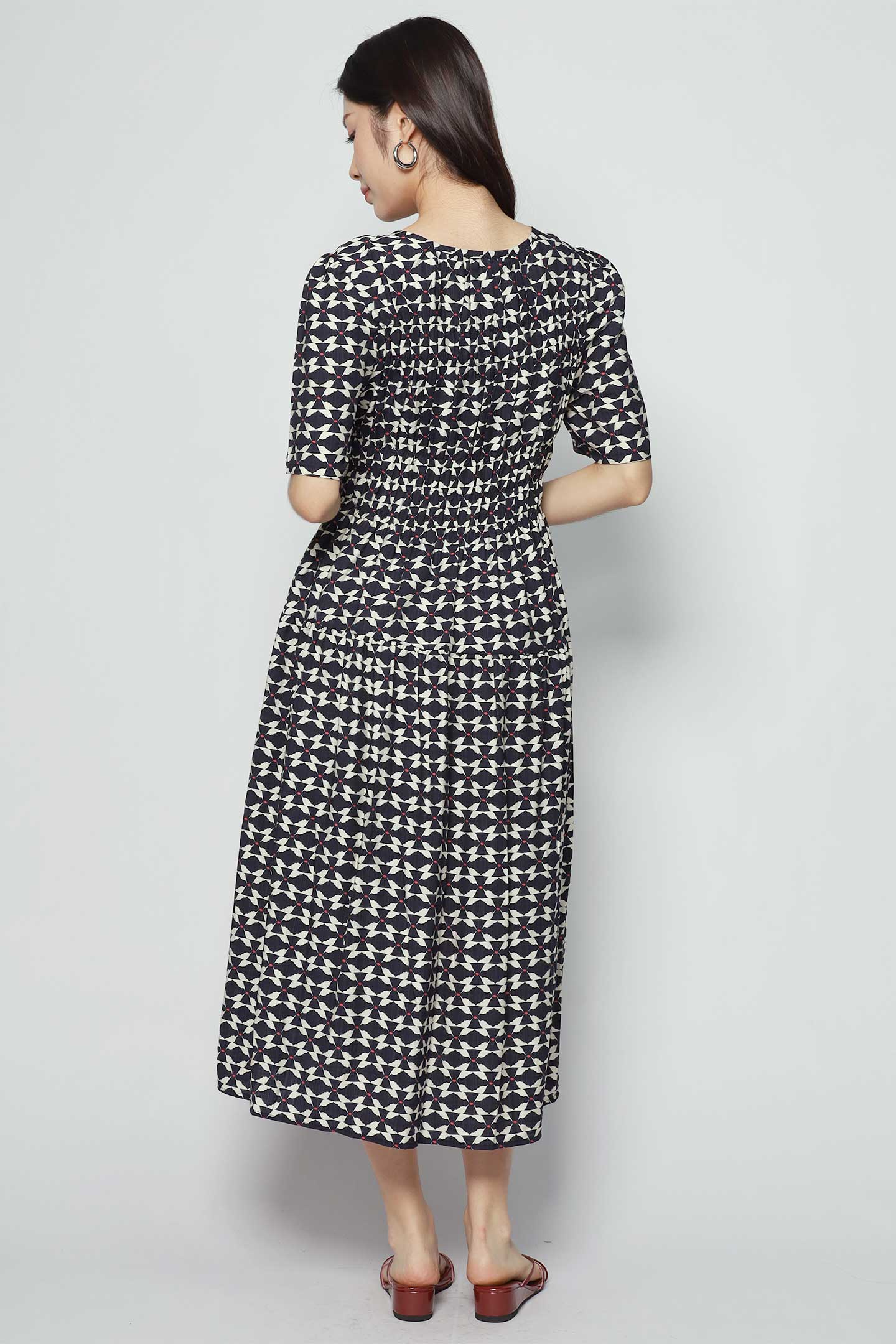 Astha Dress in Blue Geometric