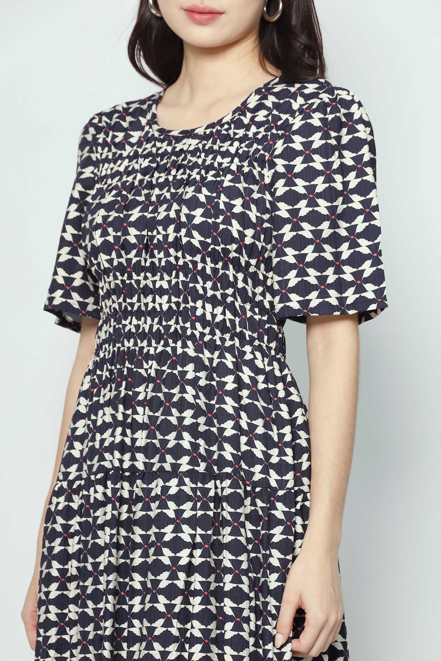 Astha Dress in Blue Geometric