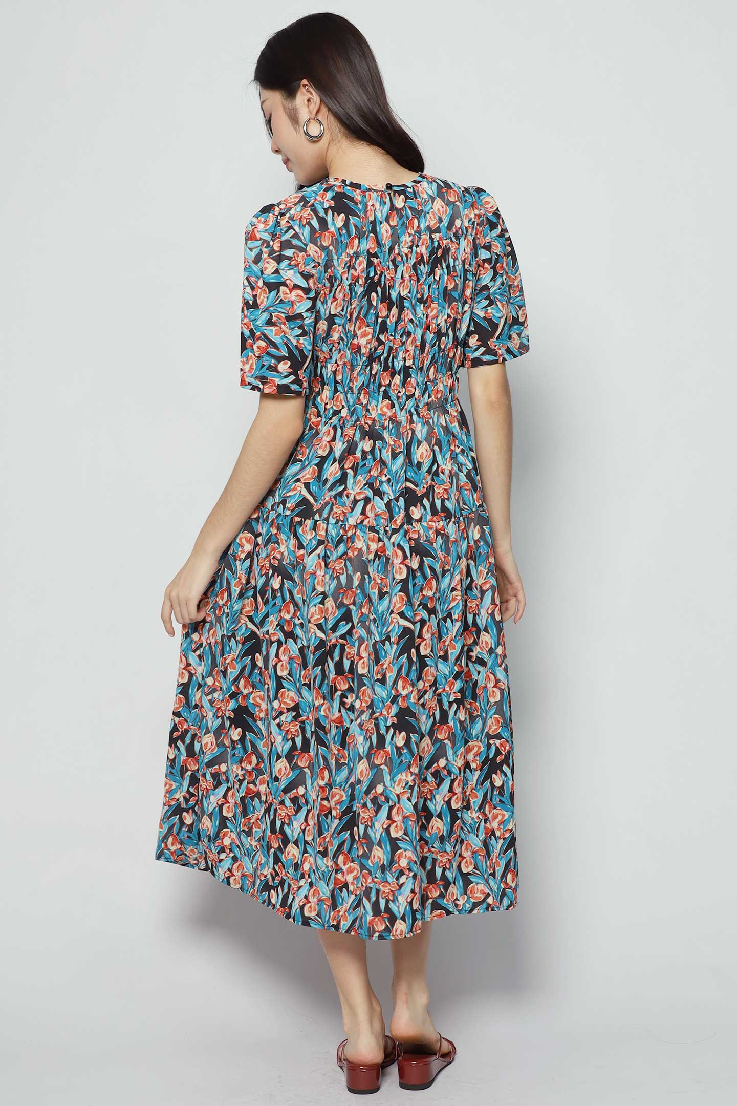 Astha Dress in Blue Orange Delight