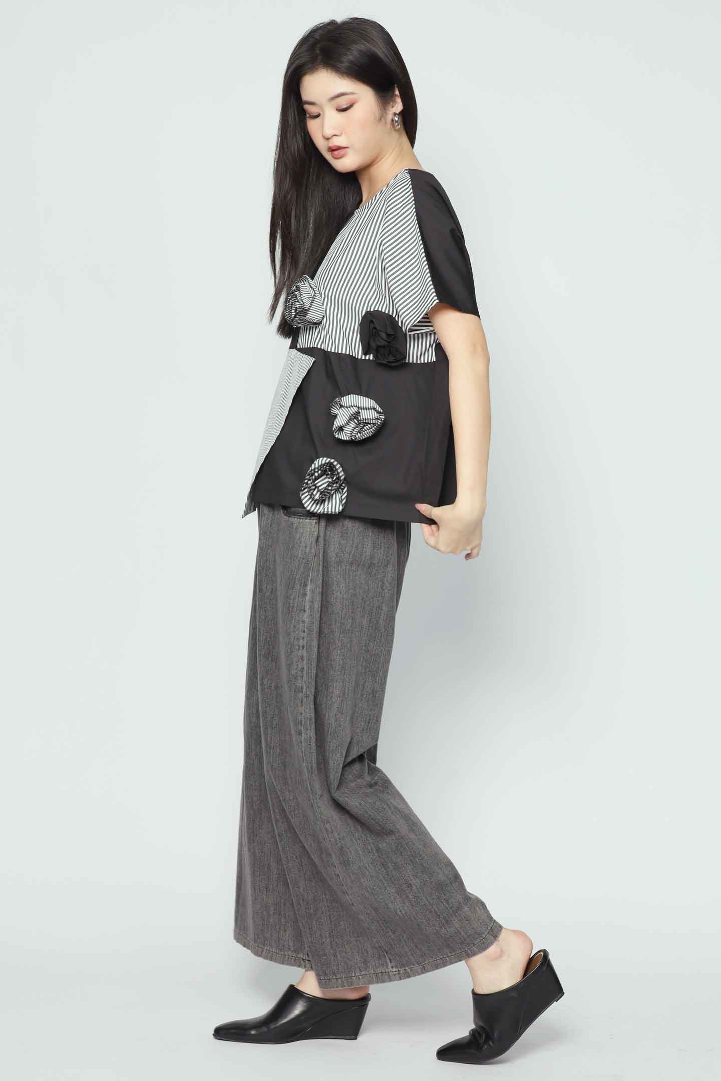 Aurevo Rose Pinstripes Top