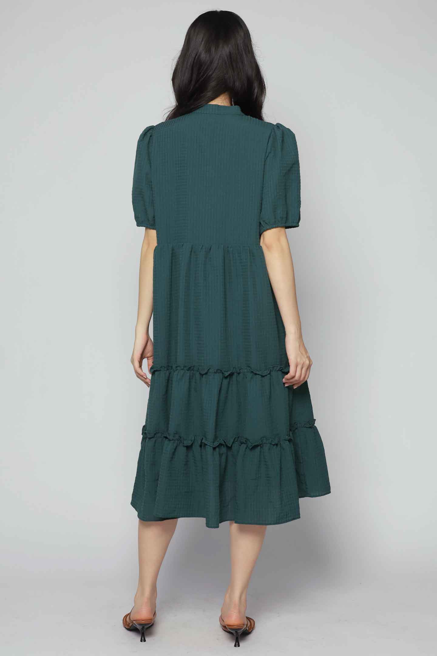 Aurora Dress (V2) in Green Checks