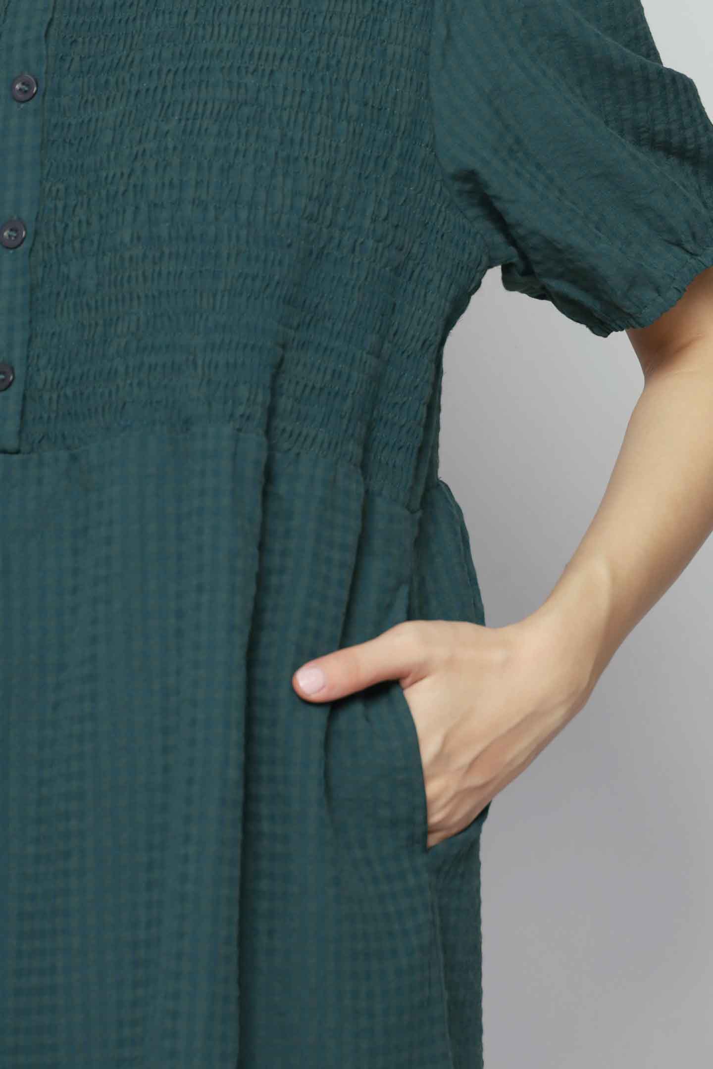 Aurora Dress (V2) in Green Checks