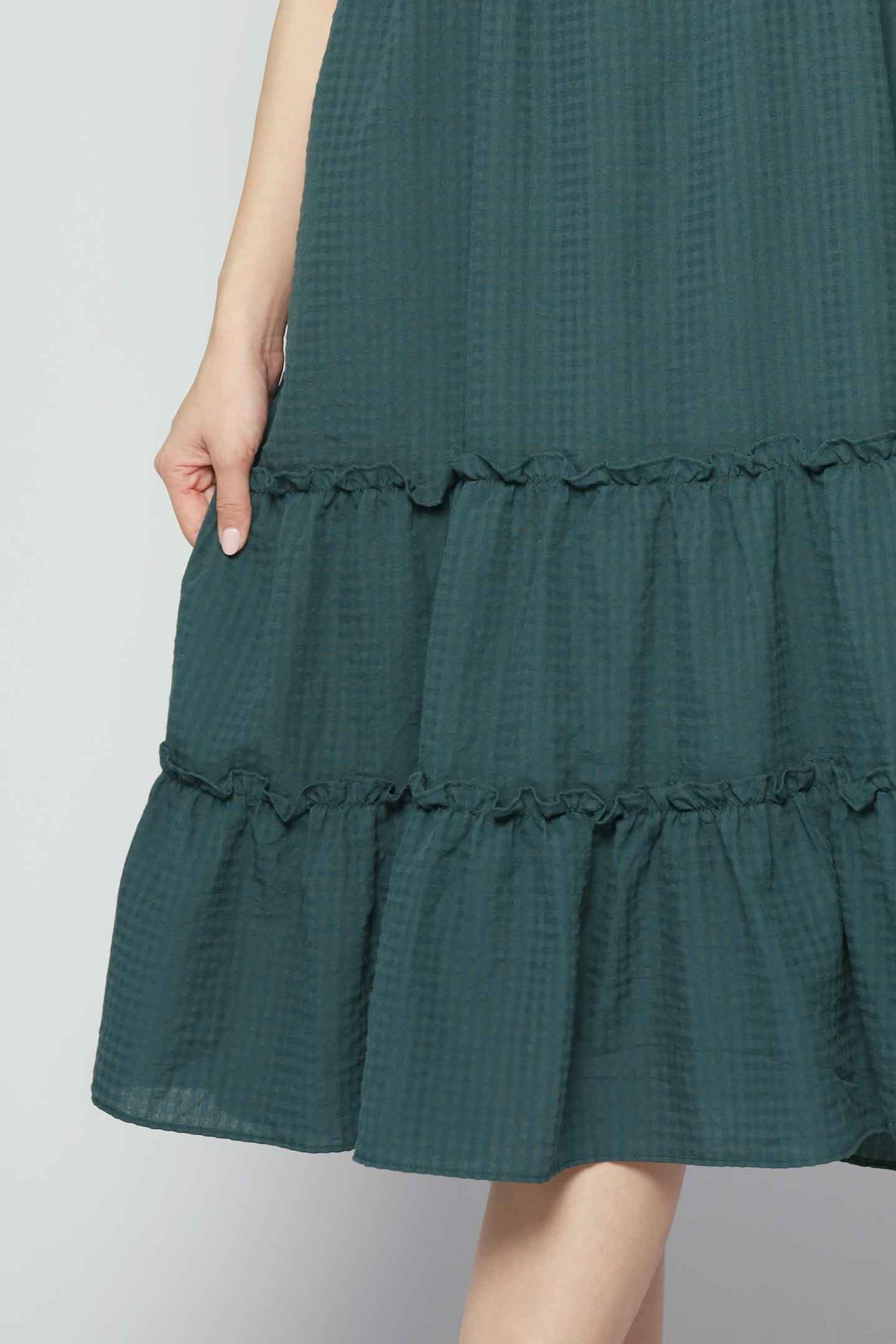 Aurora Dress (V2) in Green Checks