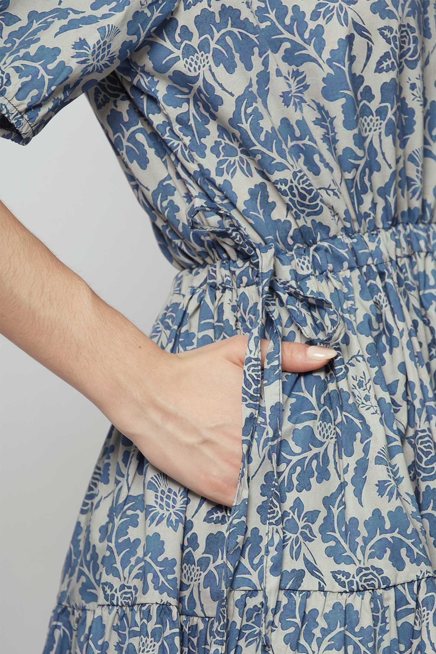 Bianco Dress in Blue Foliage