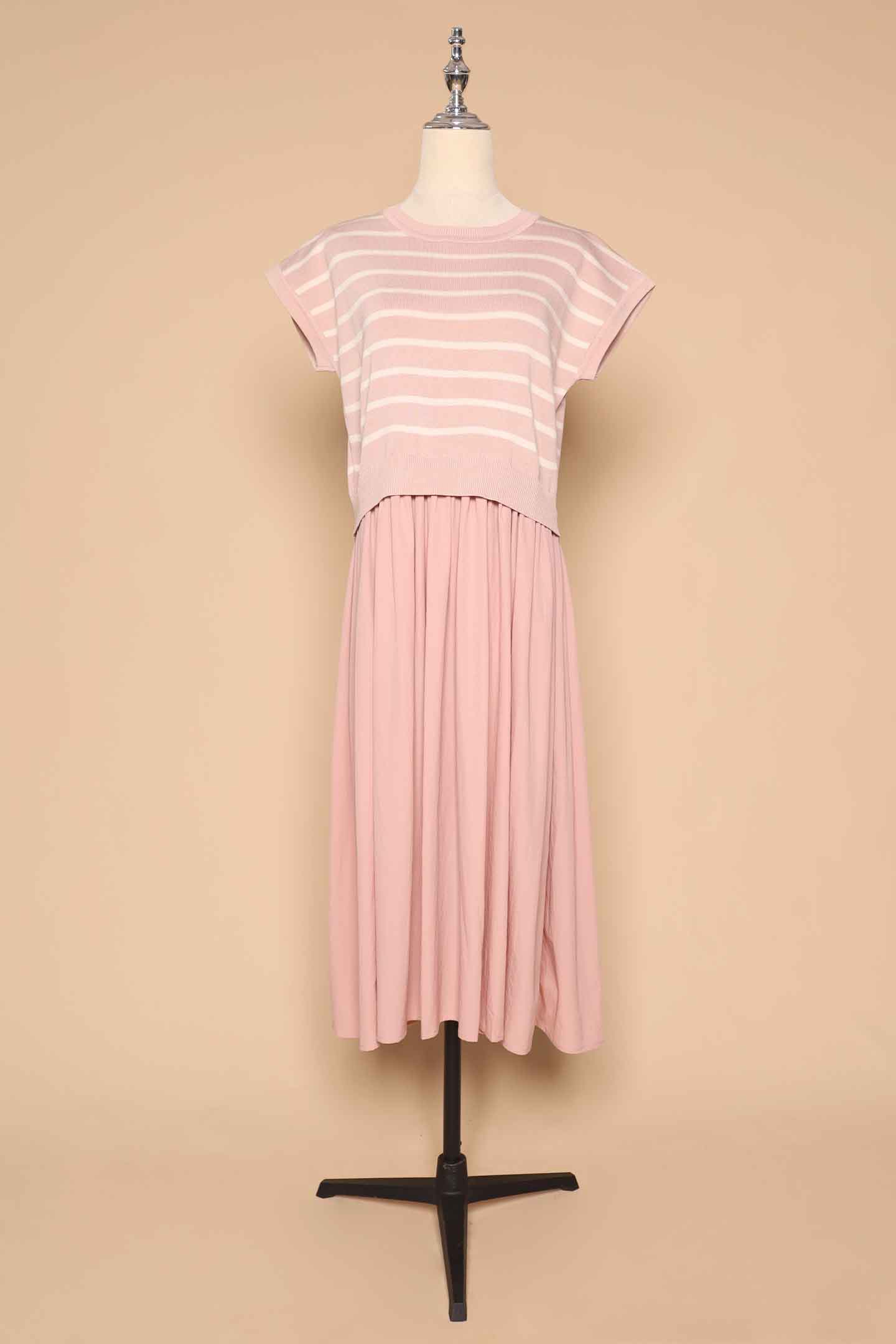 PO - Billy Stripes Knit Dress in Pink