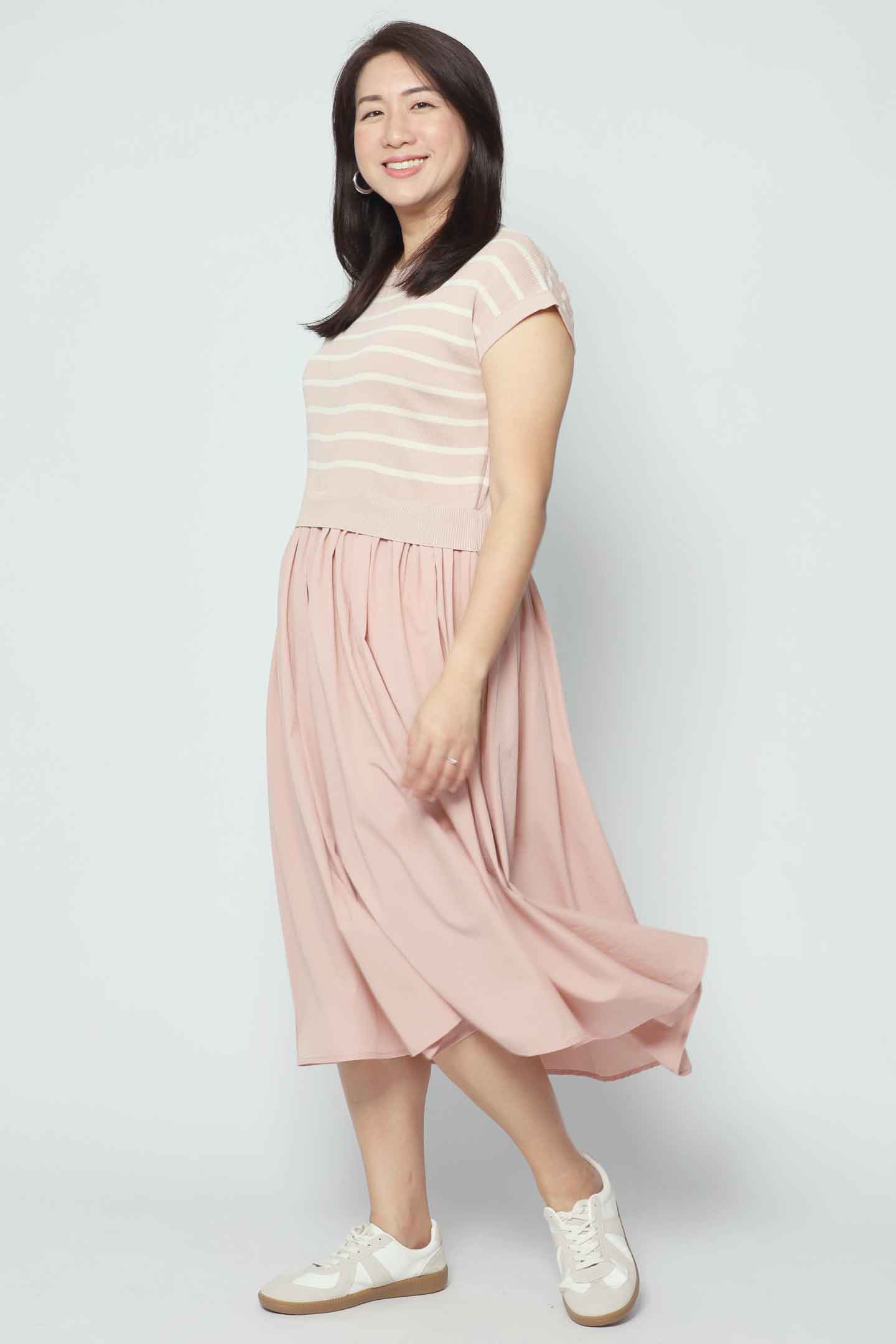 Backorders Billy Stripes Knit Dress in Pink