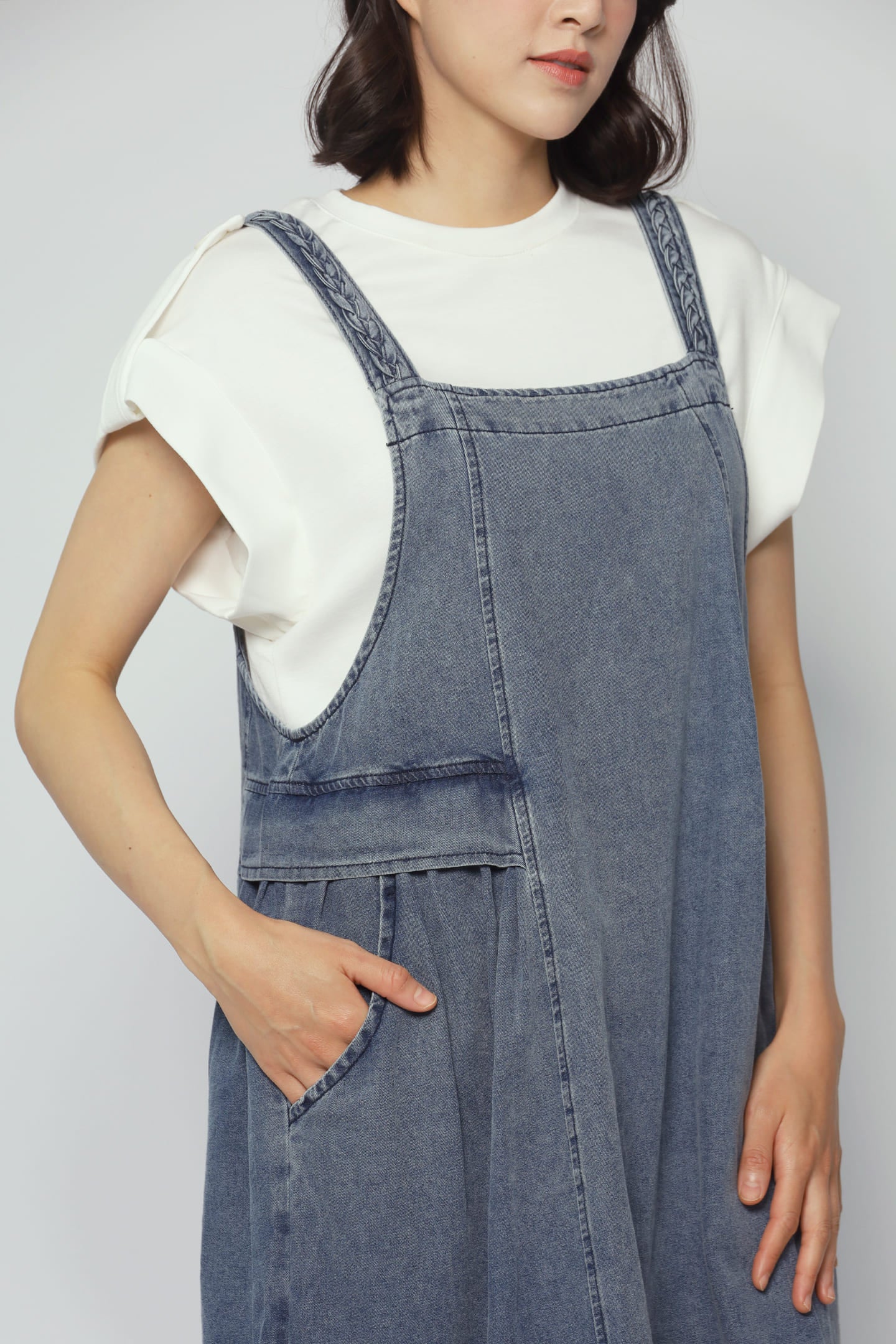 Bowen Denim Pinafore Dress