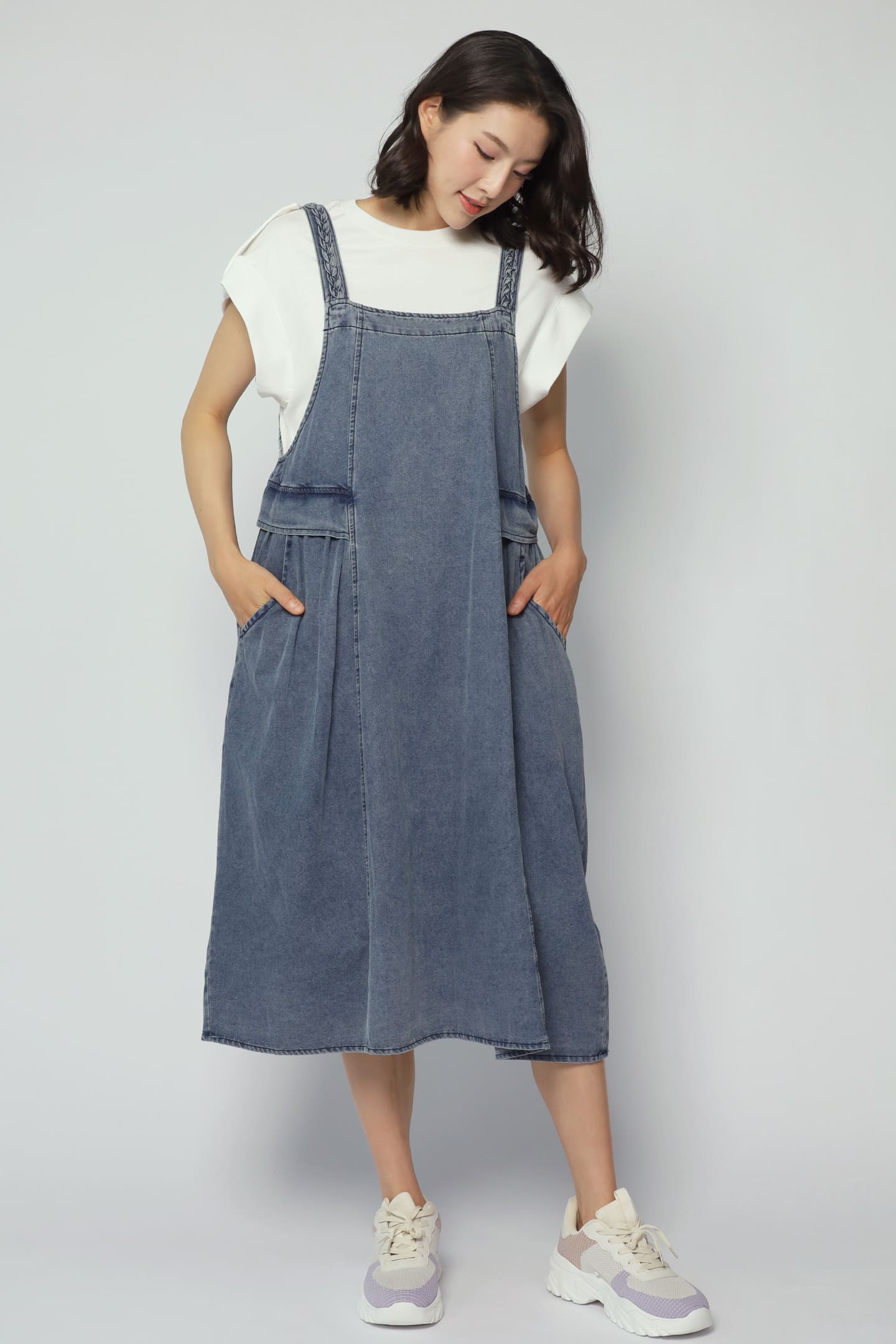 Bowen Denim Pinafore Dress