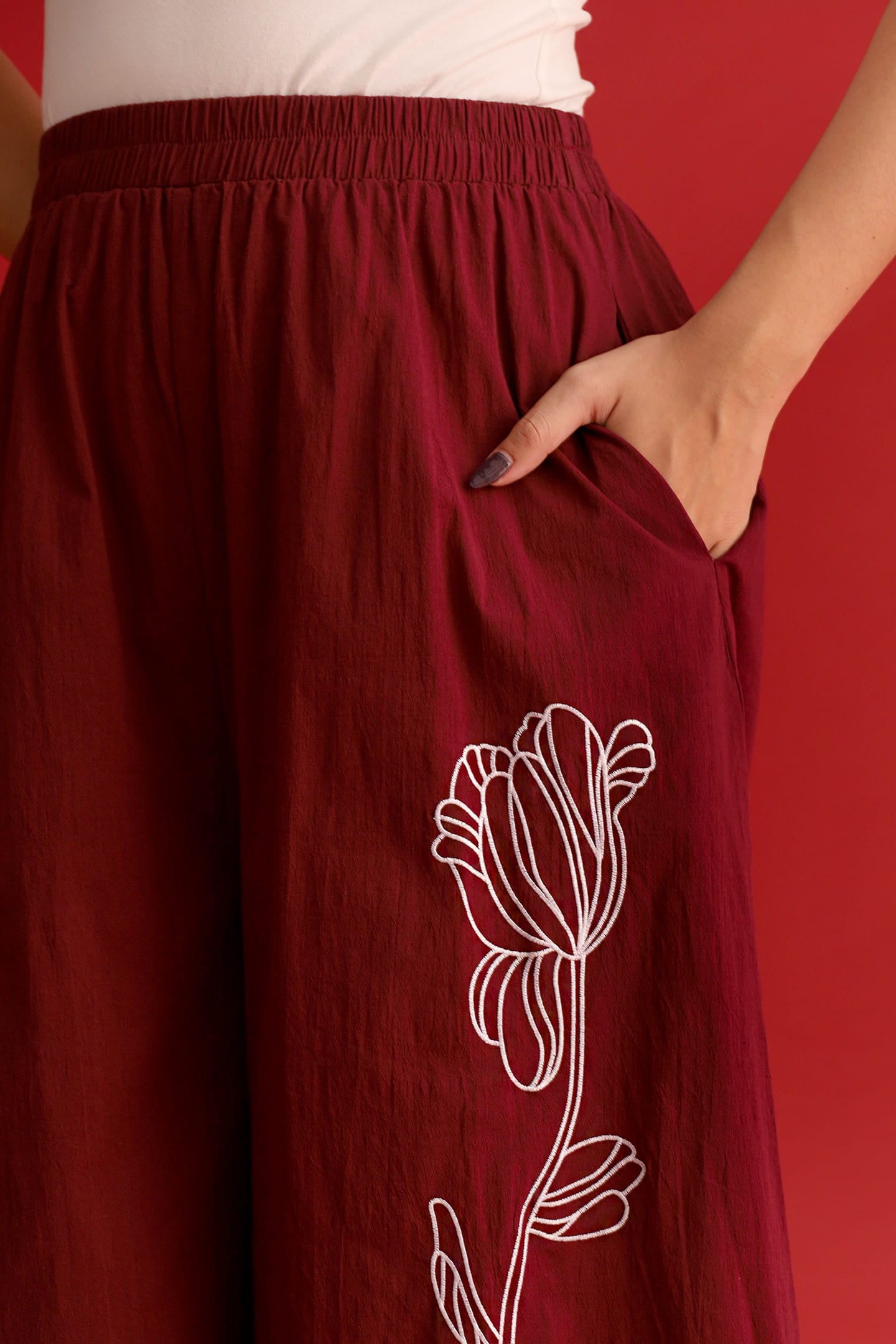 CHOSEN - Brocade Dynasty Pants in Maroon