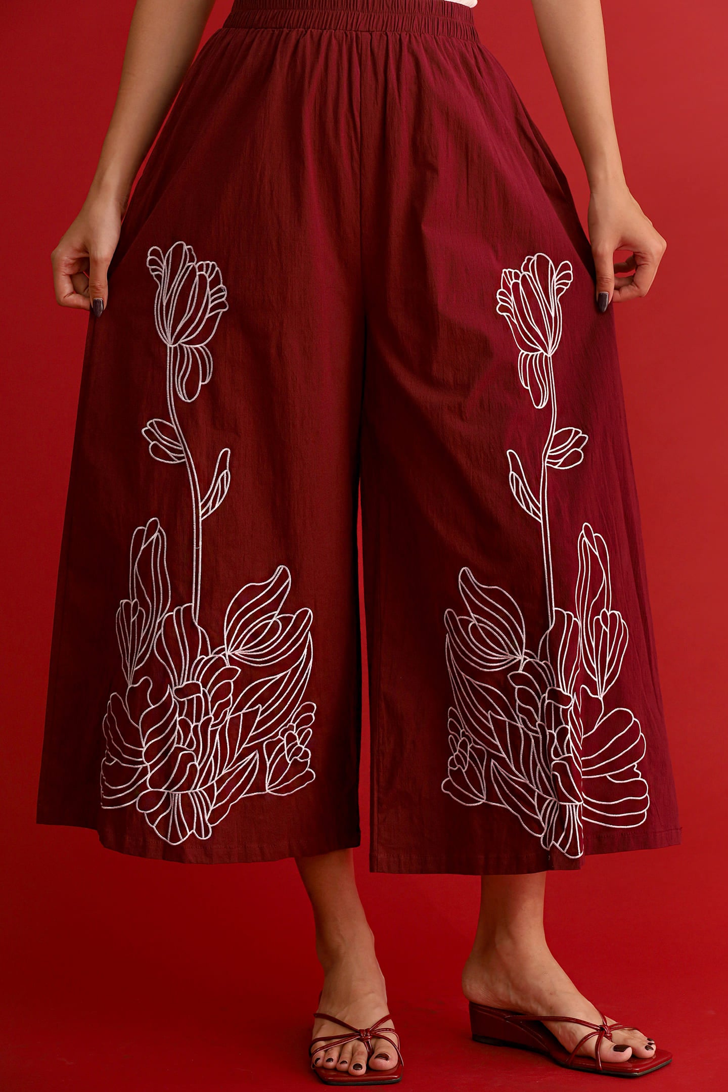 CHOSEN - Brocade Dynasty Pants in Maroon