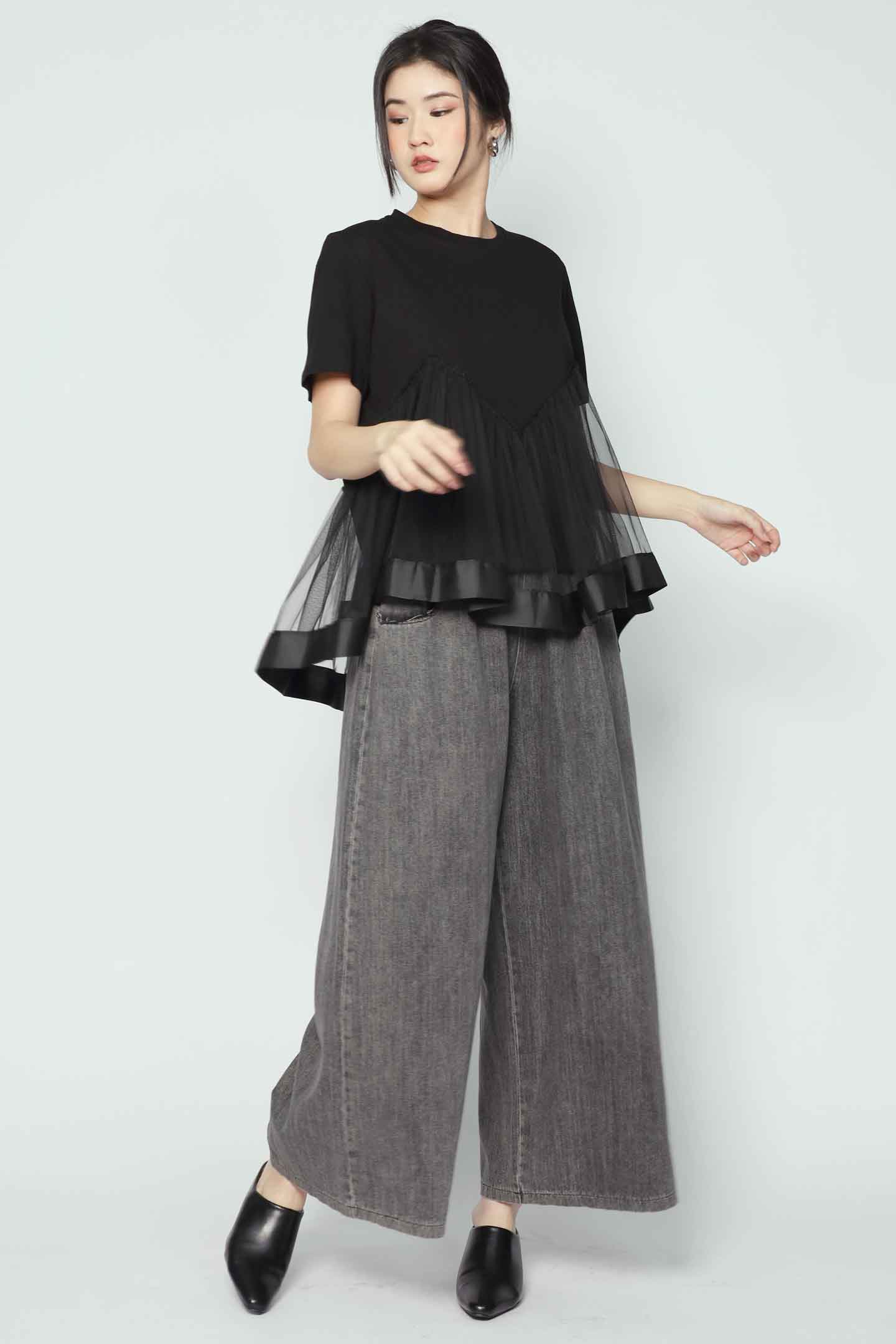 Backorders Brooke Mesh Top in Black