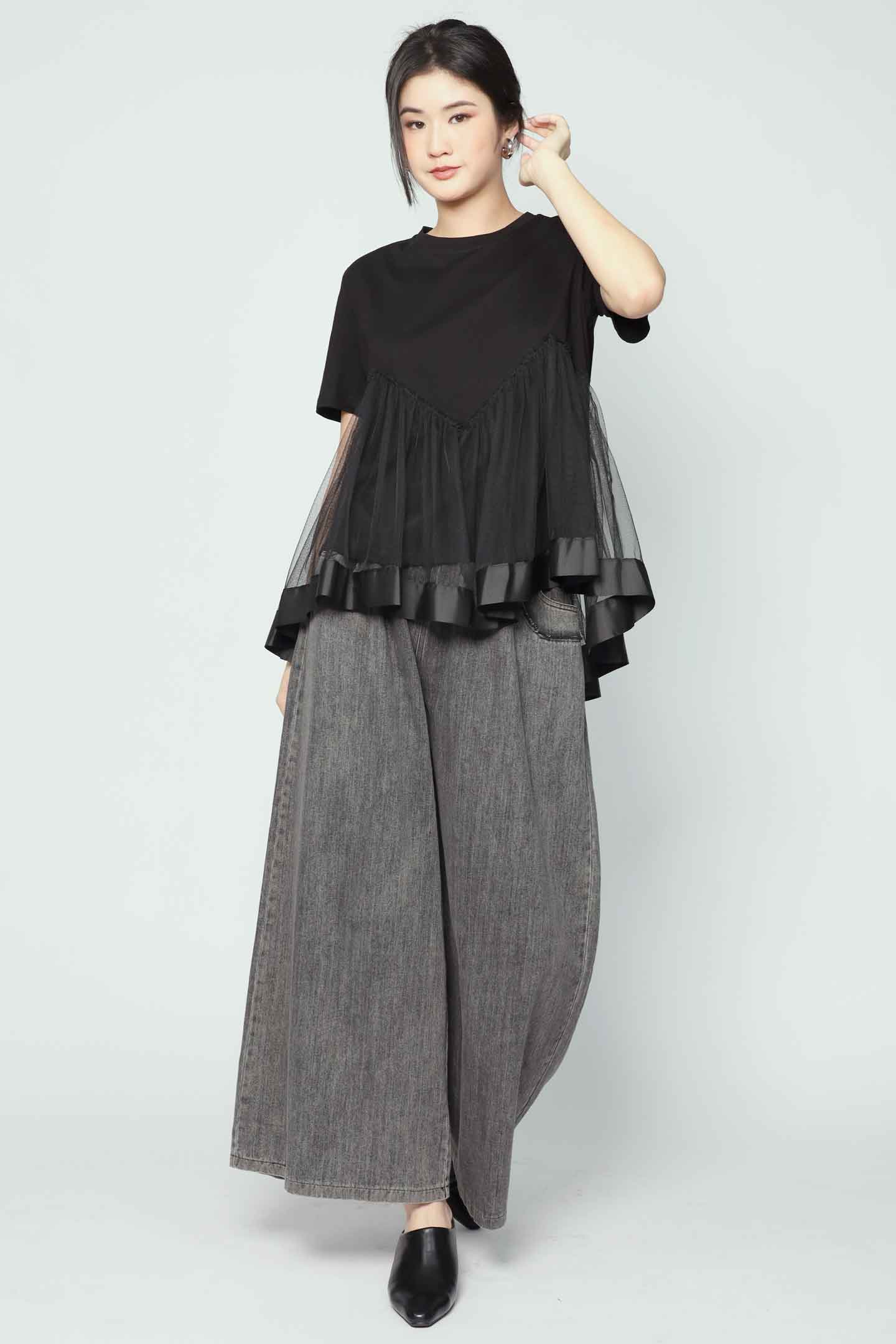 Backorders Brooke Mesh Top in Black