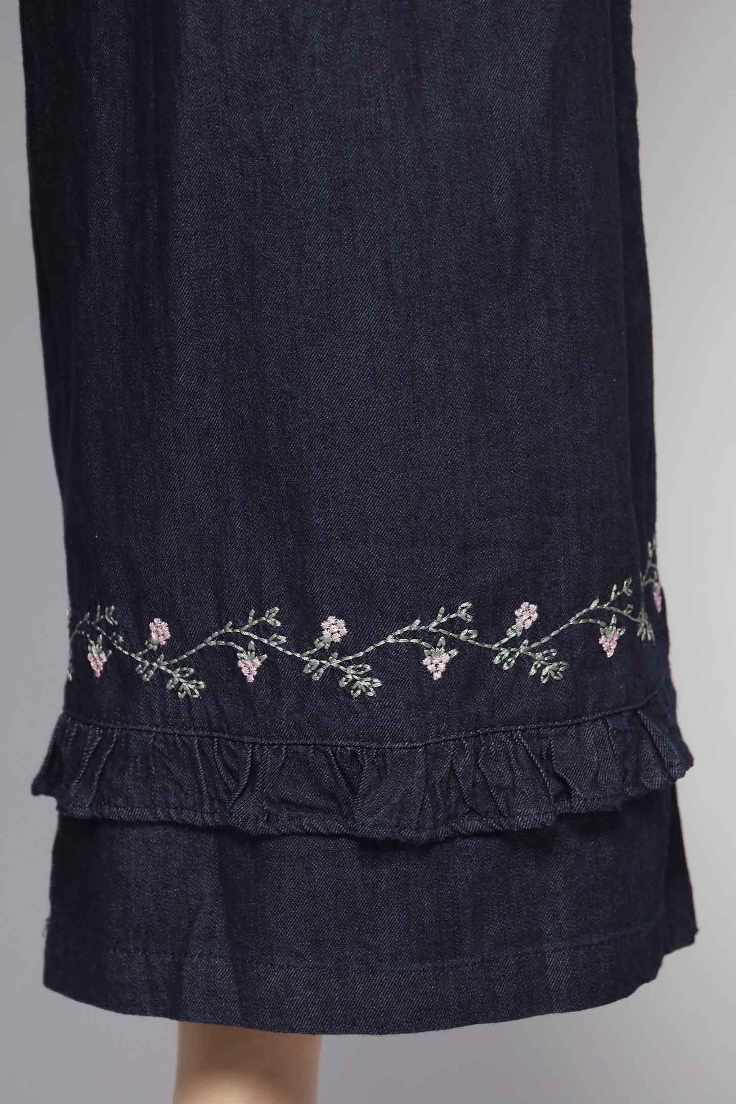 Backorders Caca Denim Floral Embroidered Pants