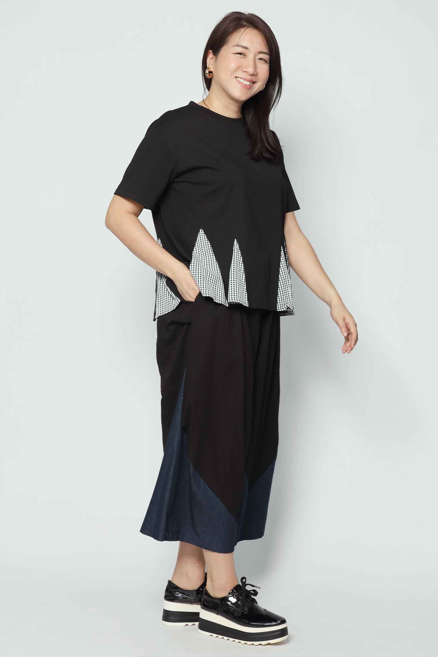 Carla Top in Black Checkered