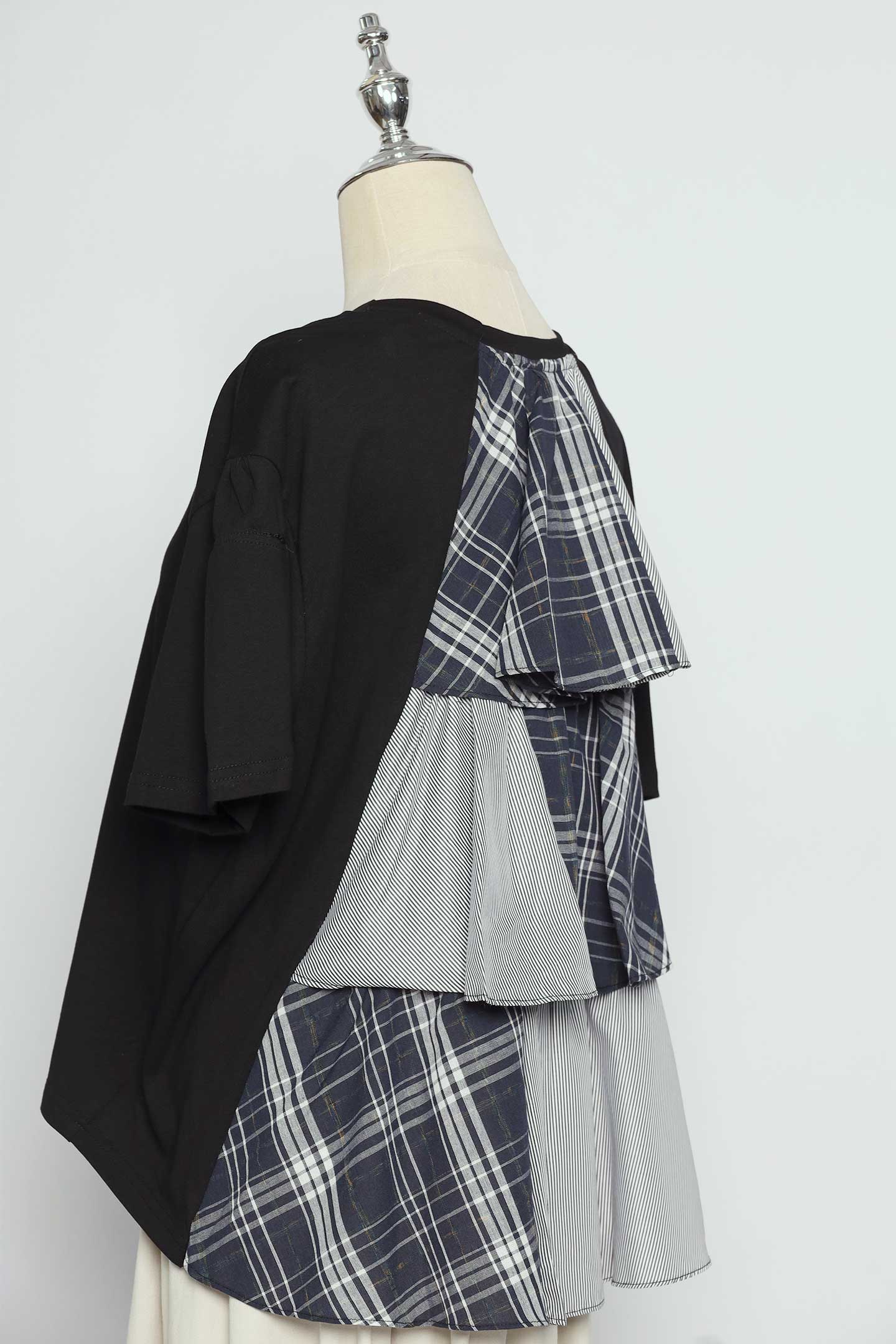 PO - Carolie Back Layered Frill Top in Black