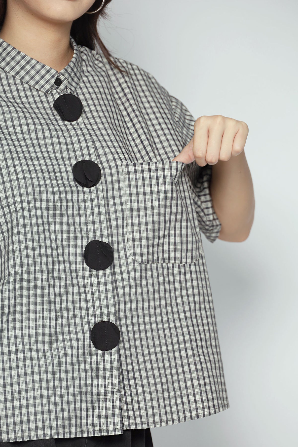 Cecilia Checkered Shirt in Black