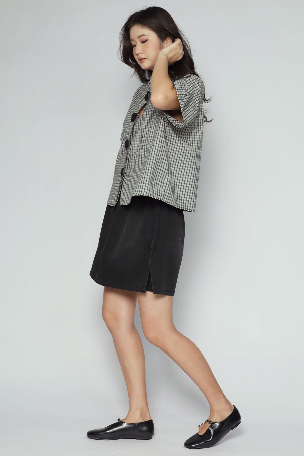 Cecilia Checkered Shirt in Black