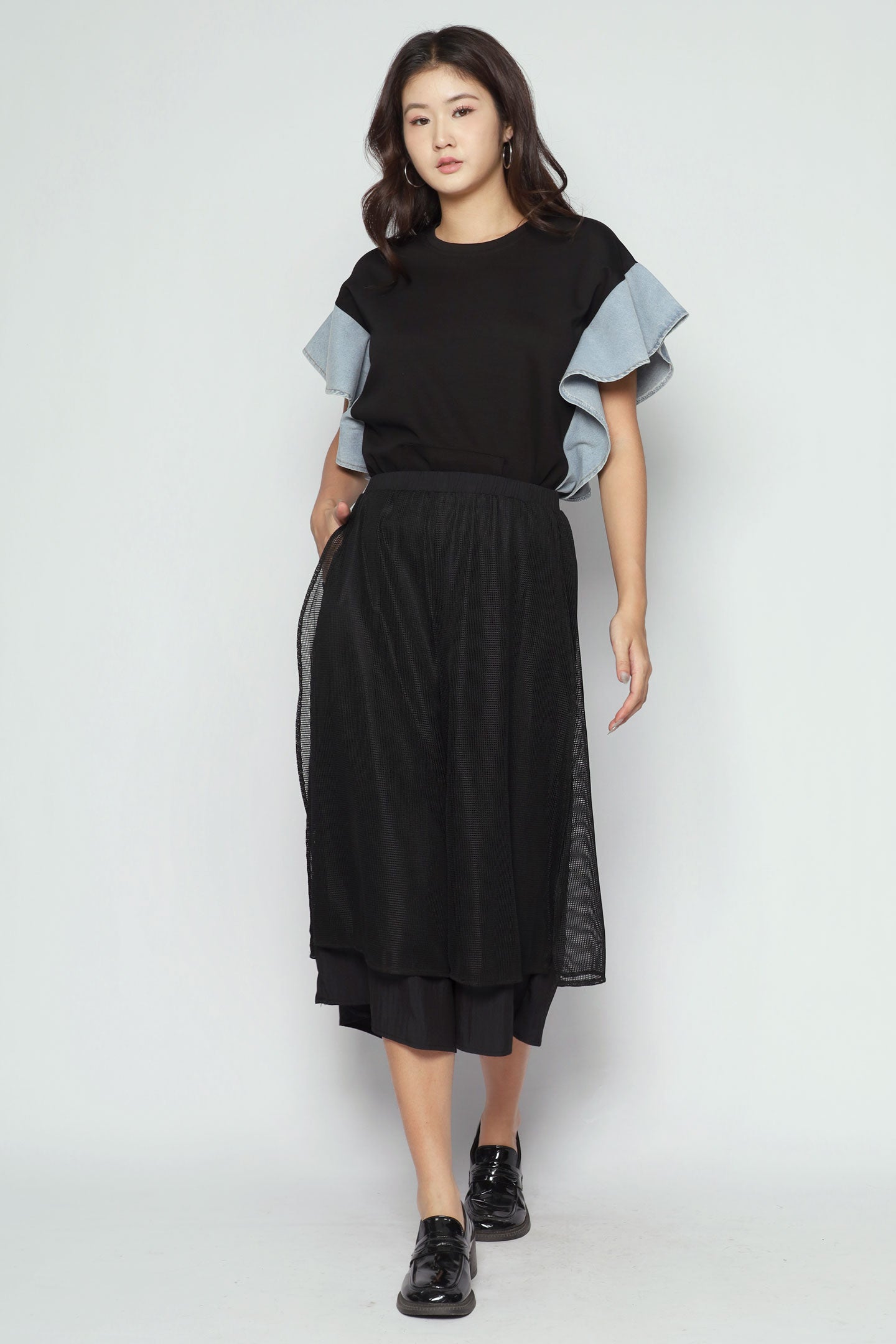 Cephas Netted Culottes in Black