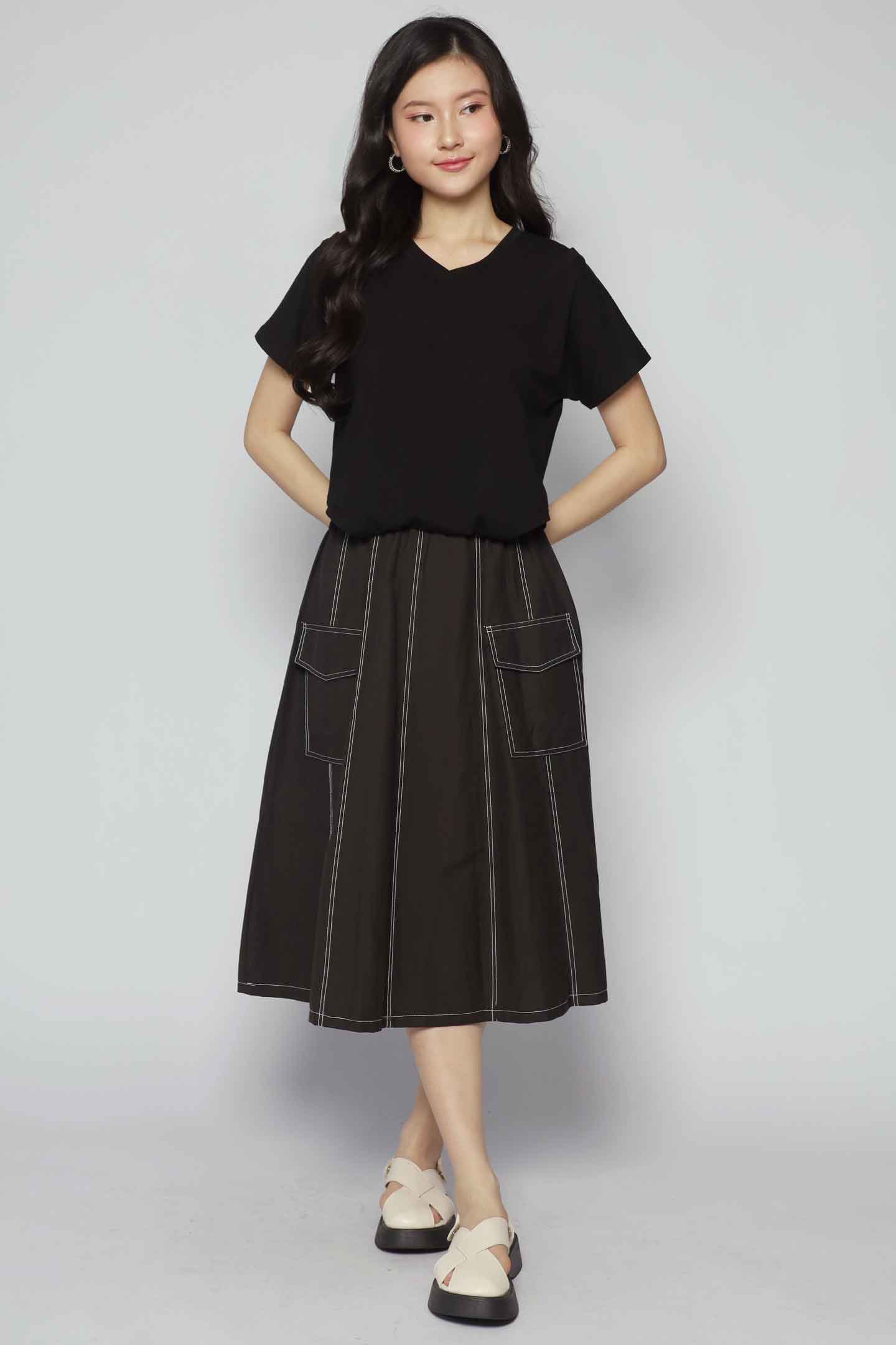 Clarisse Pocket Dress in Black