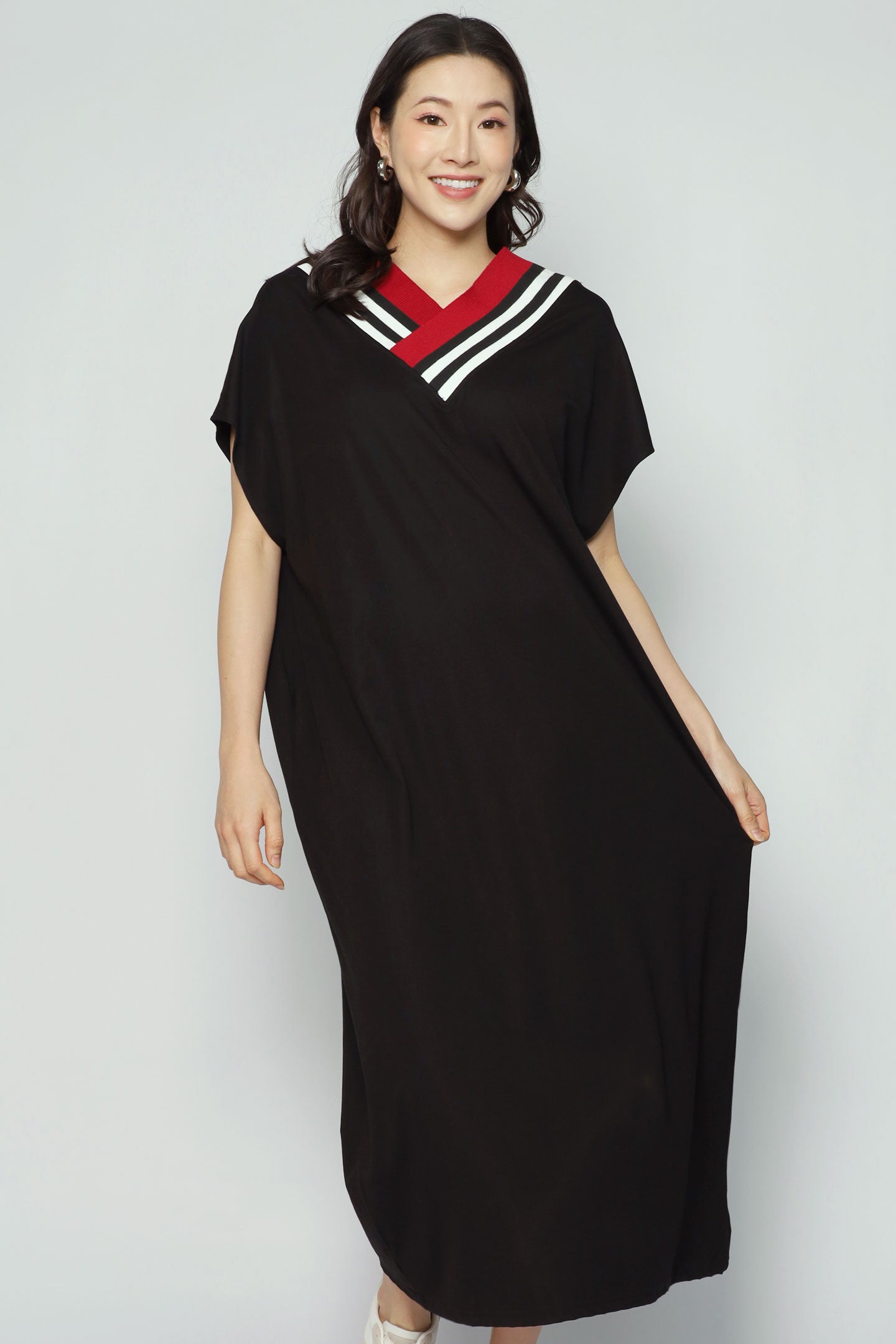 Cotti Contrast V Neck Dress