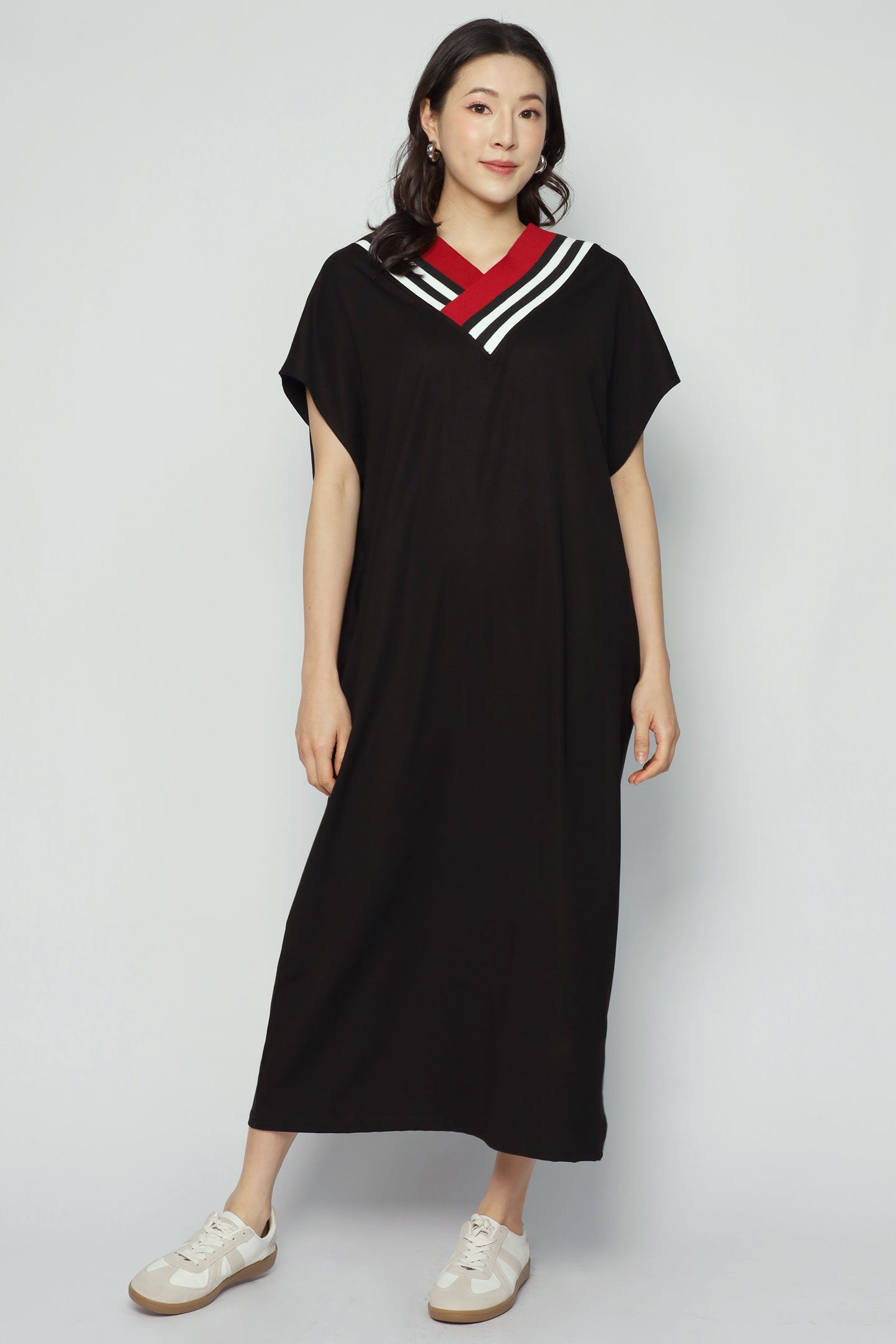 Cotti Contrast V Neck Dress