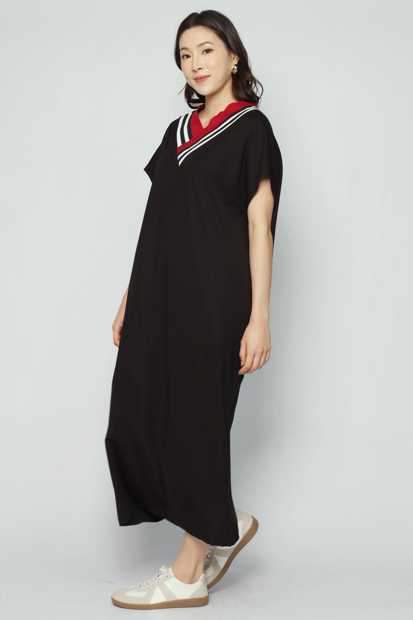 Cotti Contrast V Neck Dress