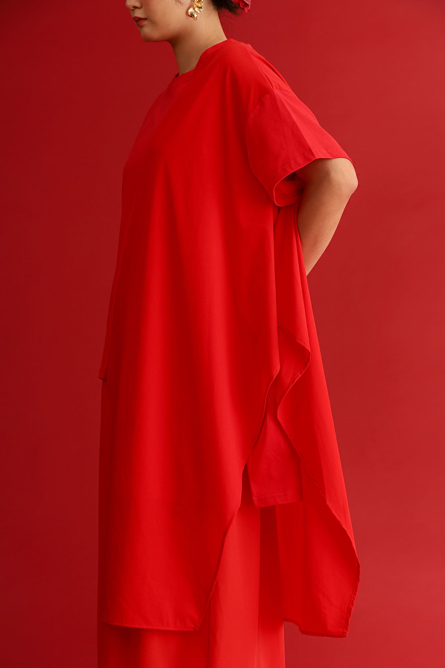 CHOSEN - Crimson Asymmetrical Top in Red