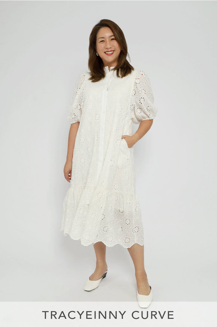 Esther Crochet Dress in White